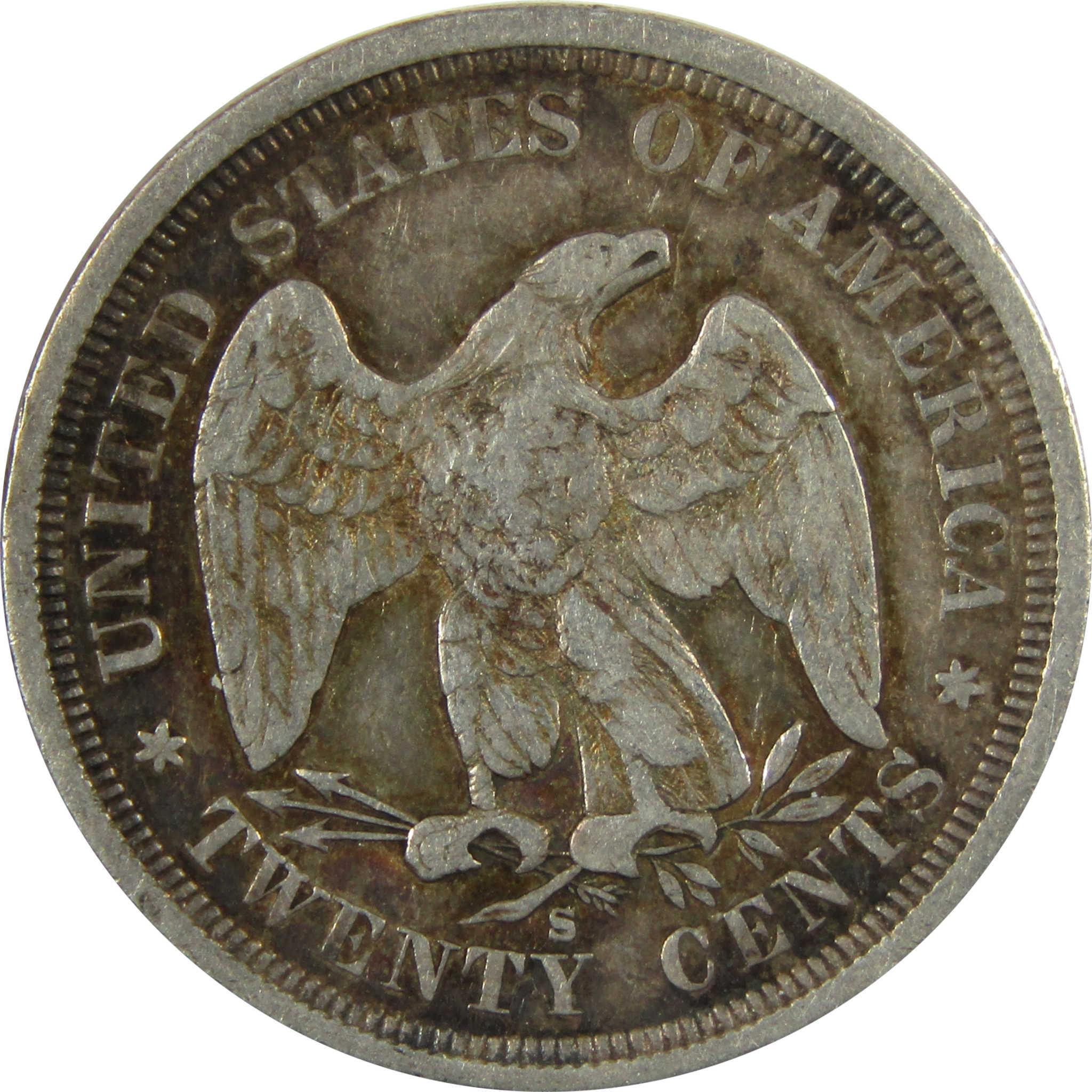 1875 S Seated Liberty Silver Twenty Cent Piece VF Very Fine SKU:I24975