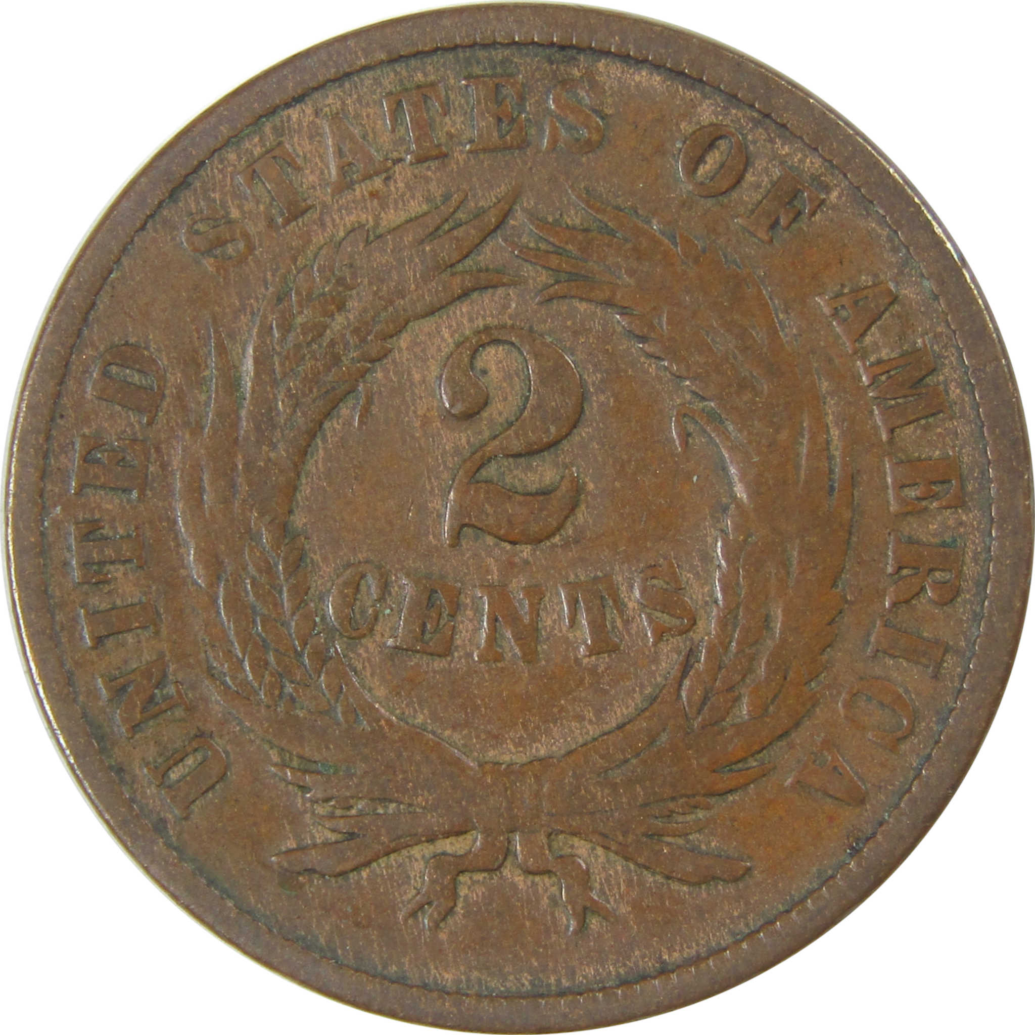 1865 Two Cent Piece VG Very Good 2c Coin SKU:CP37