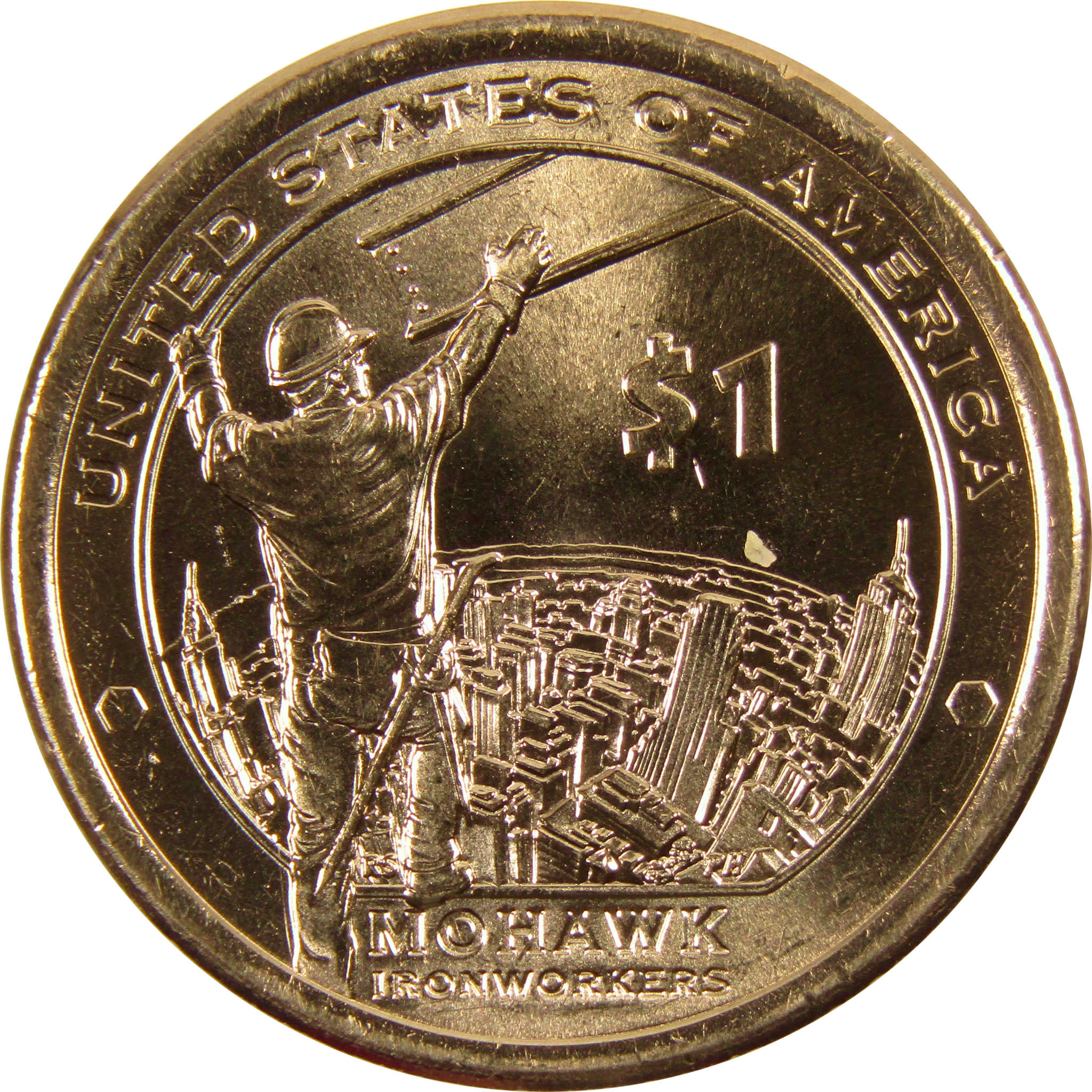 2015 D Mohawk Ironworkers Native American Dollar BU Uncirculated $1