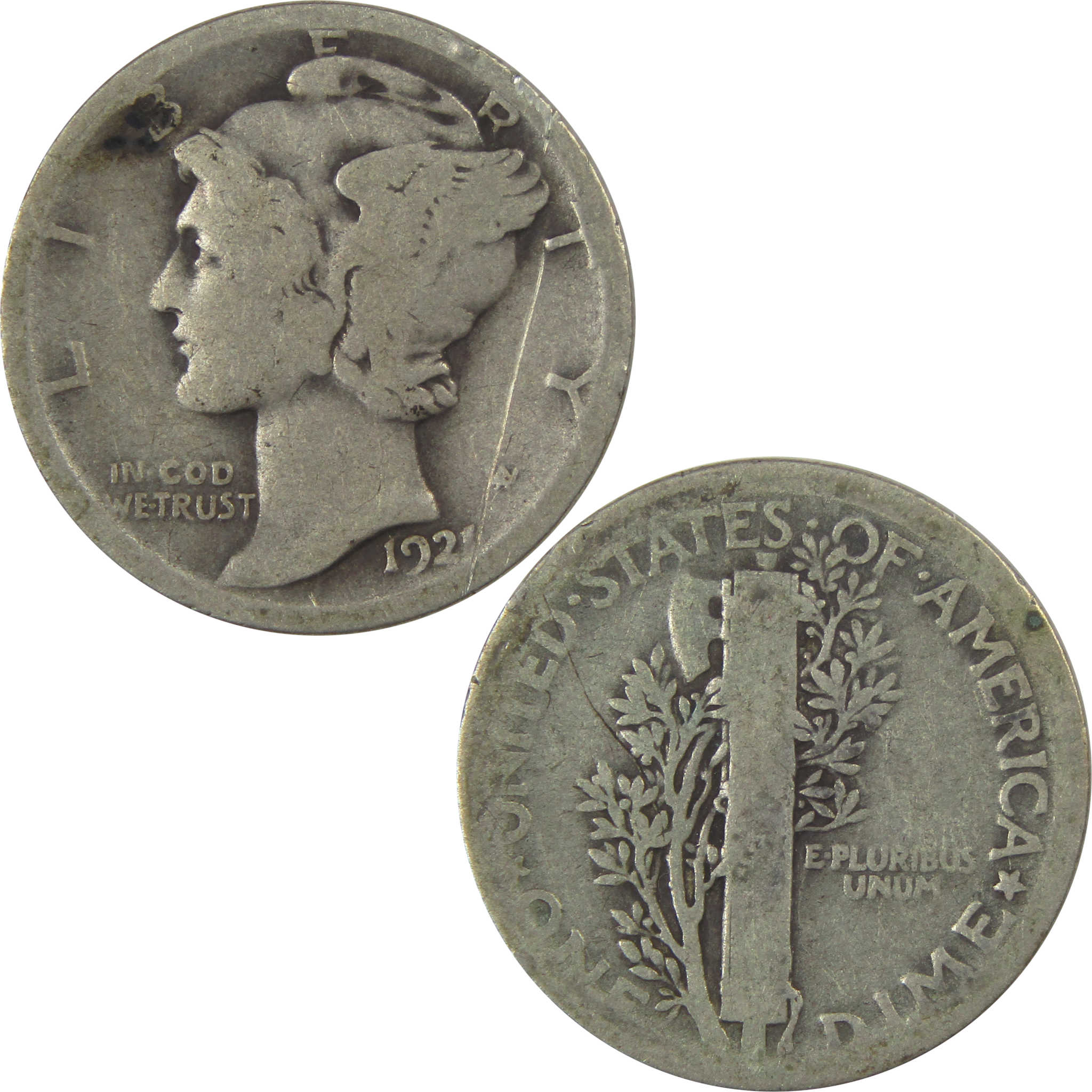 1921 Mercury Dime G Good Silver 10c Coin SKU:I22420