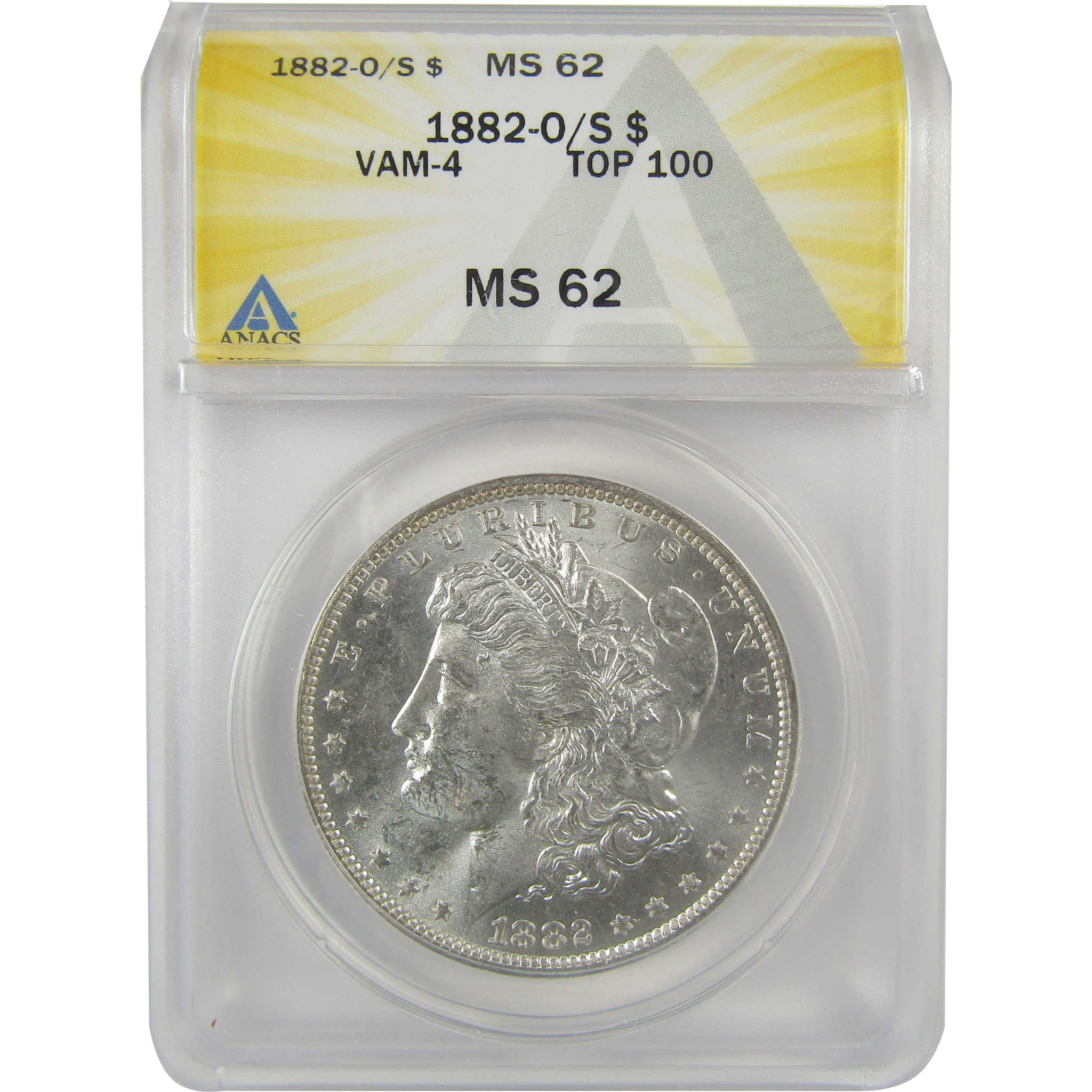 1882 O/S VAM-4 Recessed Top 100 Morgan Dollar MS 62 ANACS SKU:I21951 - Morgan coin - Morgan silver dollar - Morgan silver dollar for sale - Profile Coins &amp; Collectibles