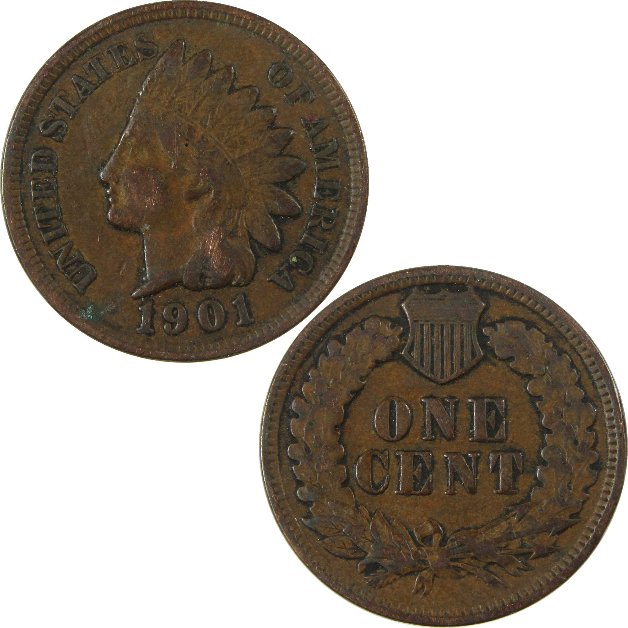 1901 Indian Head Cent VF Very Fine Penny 1c Coin SKU:I26928