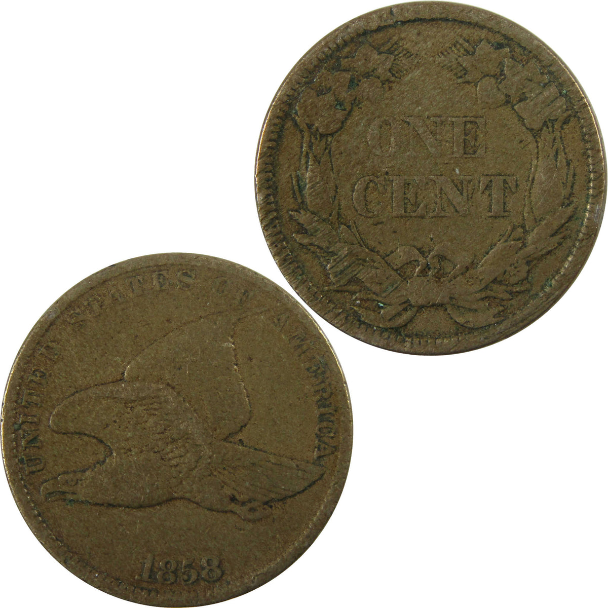 1858 Small Letters Flying Eagle Cent F Fine Details 1c Coin SKU:I27870