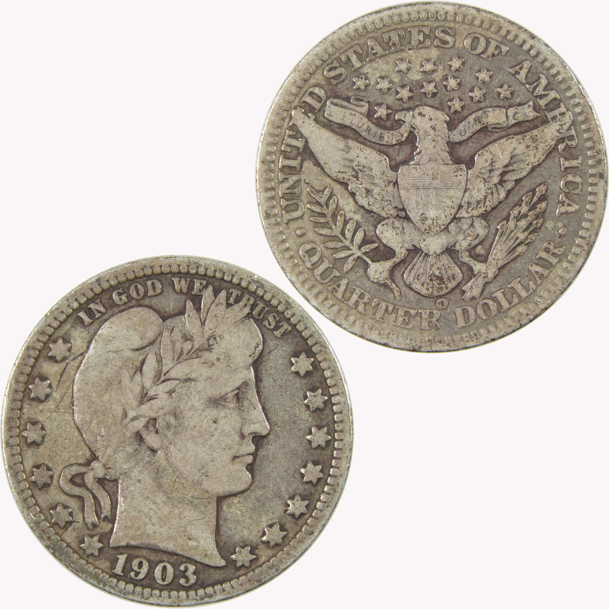1903 O Barber Silver Quarter VG Very Good 25c Coin Collectible