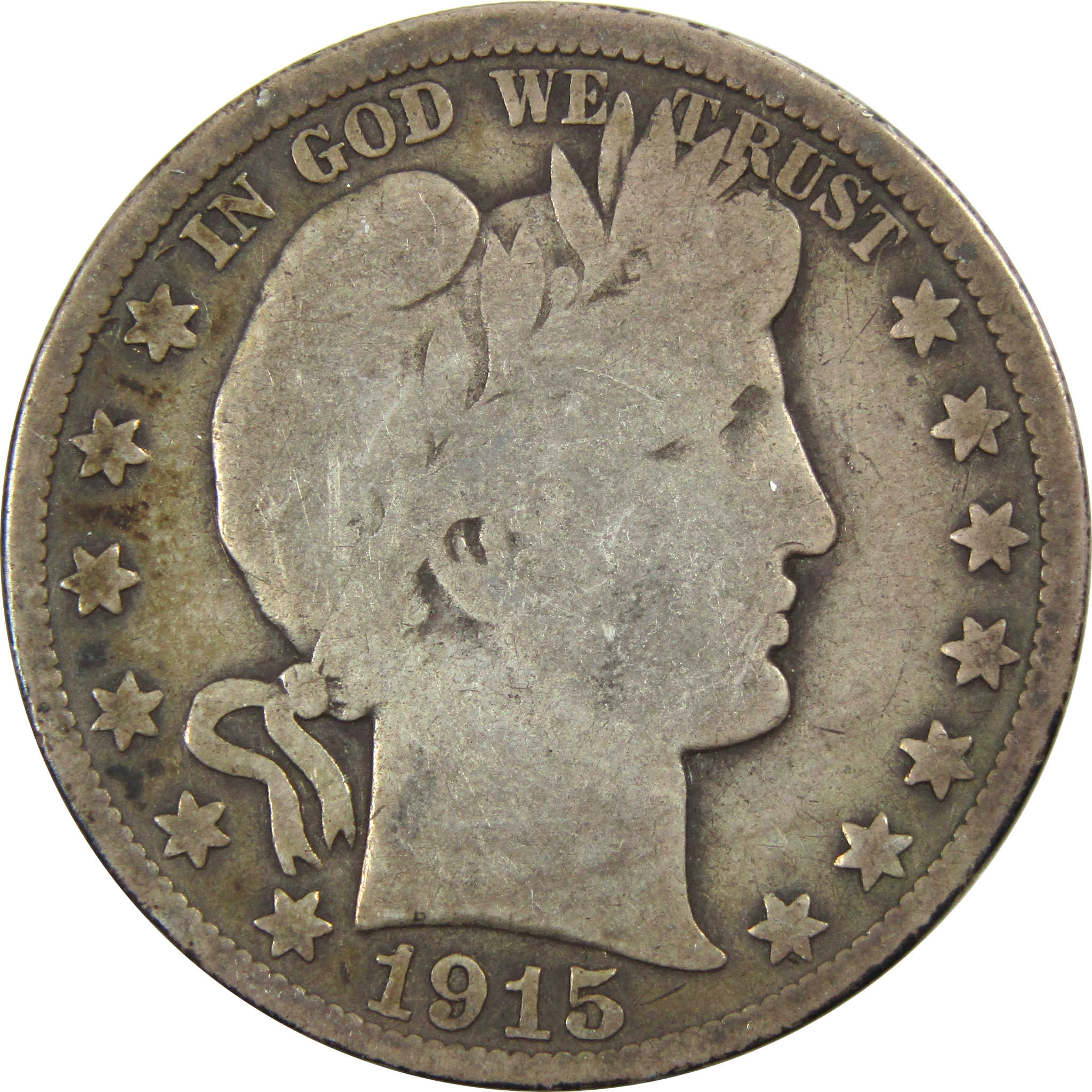 1915 Barber Half Dollar VG Very Good Silver 50c Coin SKU:I13901