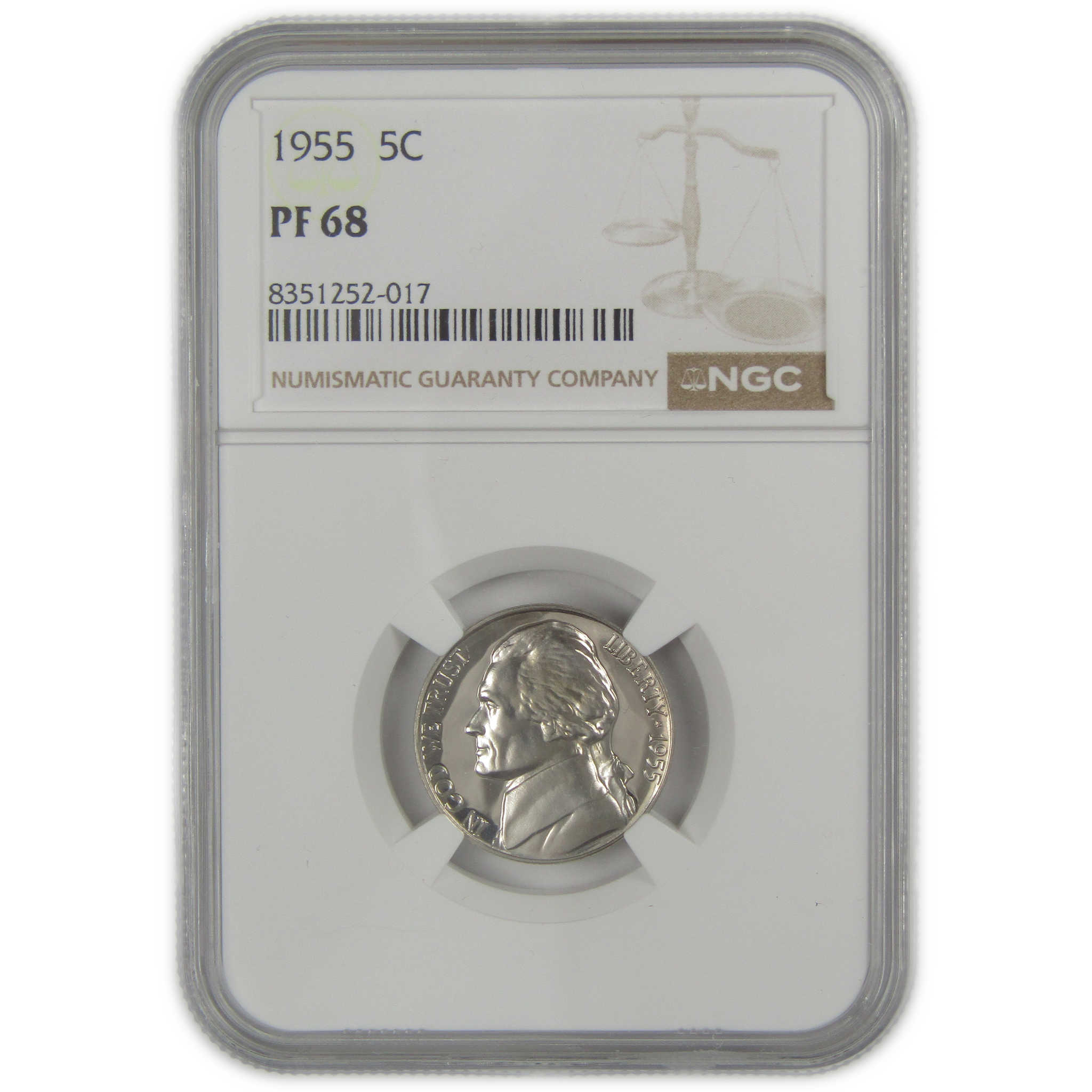 1955 Jefferson Nickel PF 68 NGC Proof 5c Coin SKU:I20635