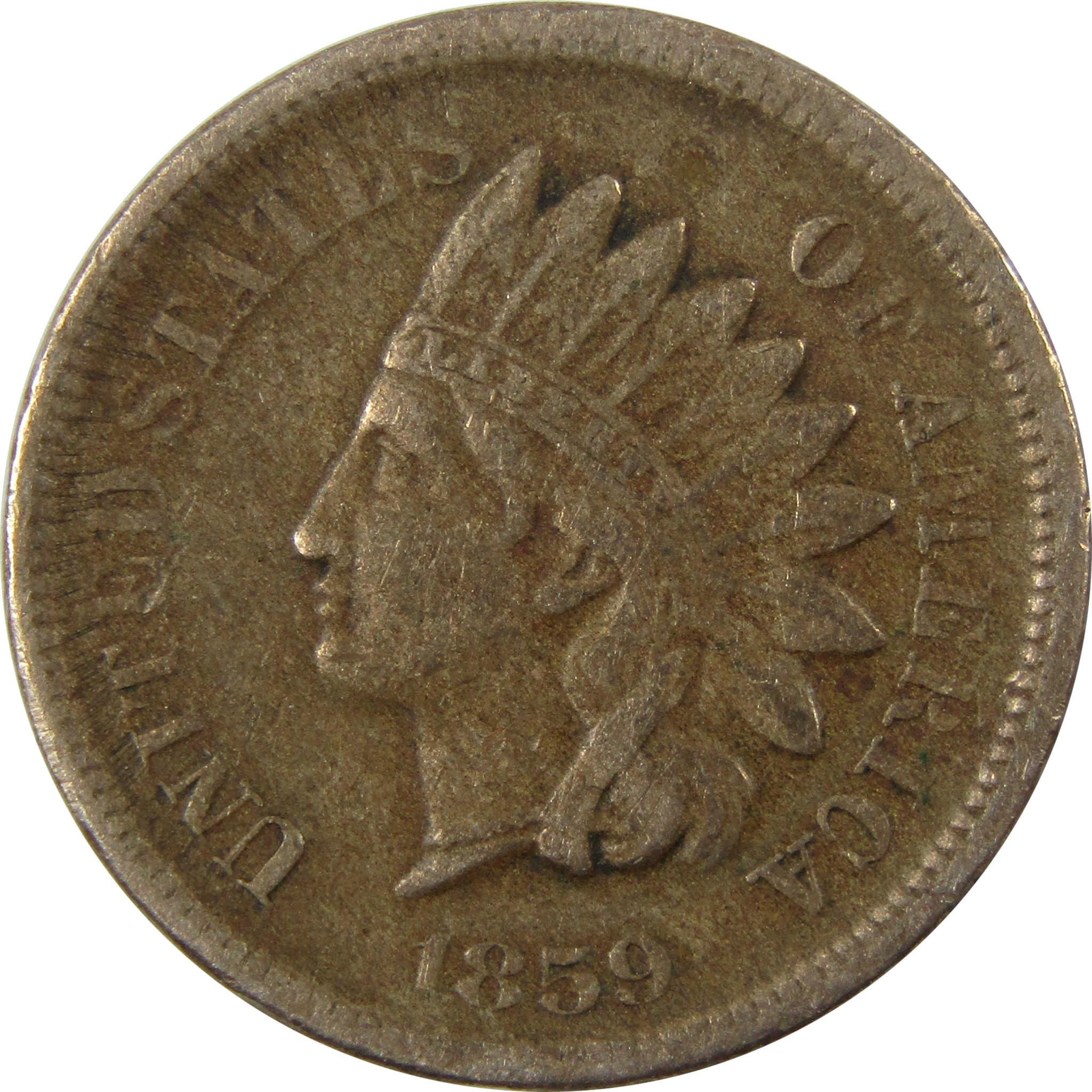 1859 Indian Head Cent VF Very Fine Penny 1c Coin SKU:CP1292