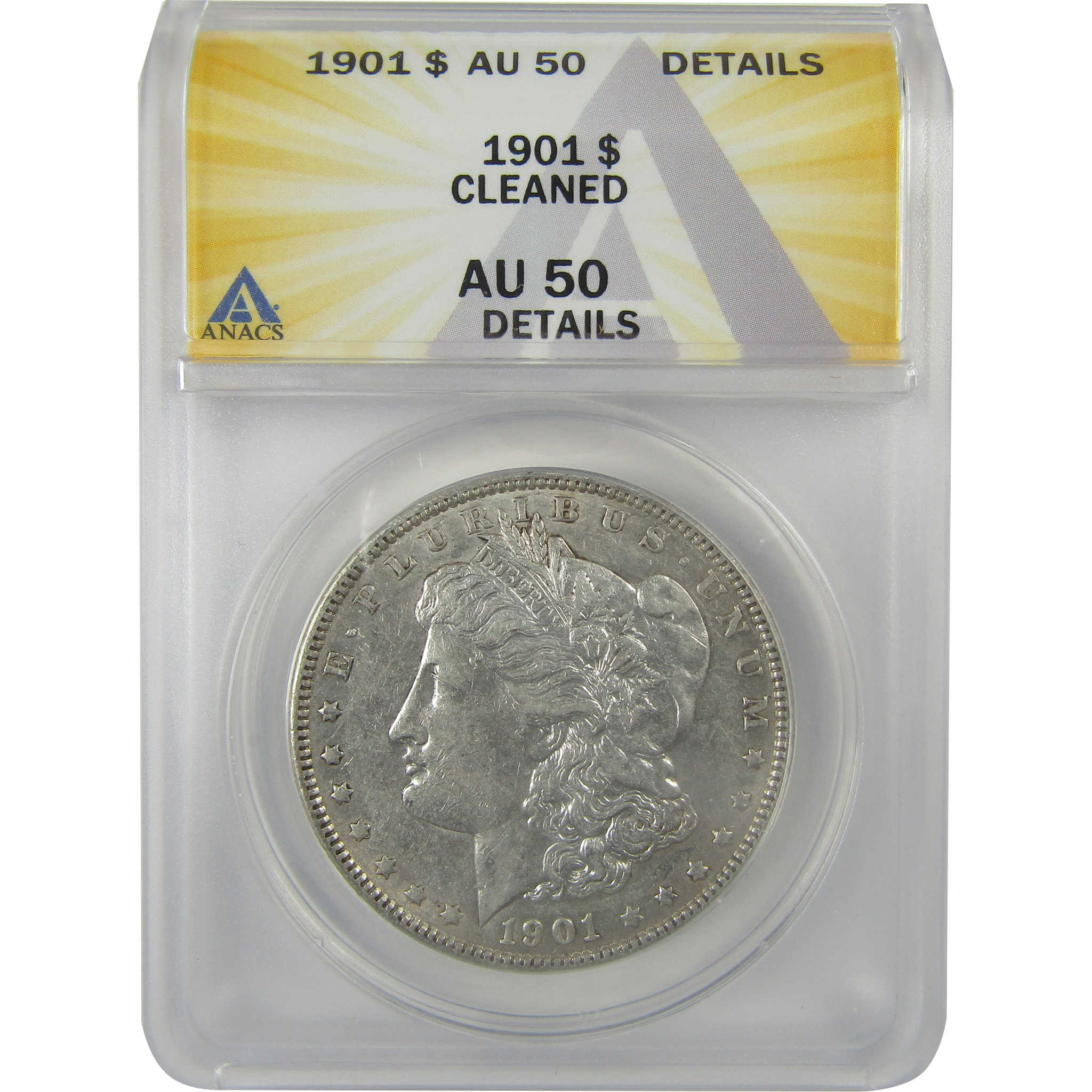 1901 Morgan Dollar AU 50 Details ANACS Silver $1 Coin SKU:I21268 - Morgan coin - Morgan silver dollar - Morgan silver dollar for sale - Profile Coins &amp; Collectibles