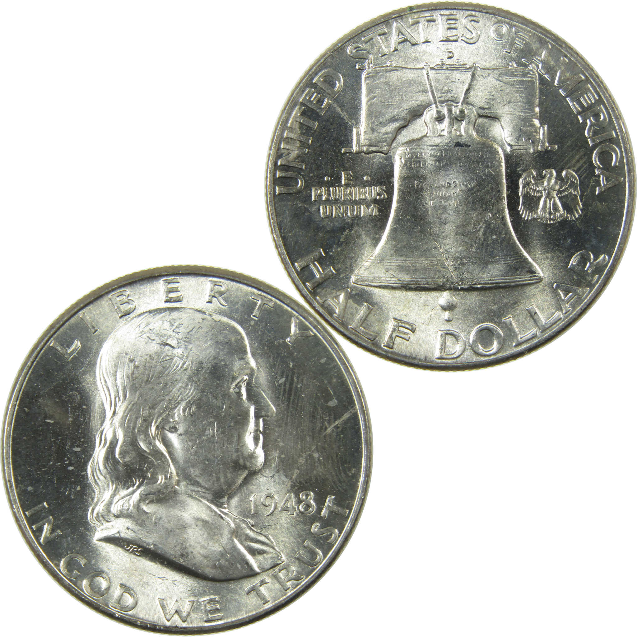 1948 D Franklin Silver Half Dollar Uncirculated Mint State SKU:I27833
