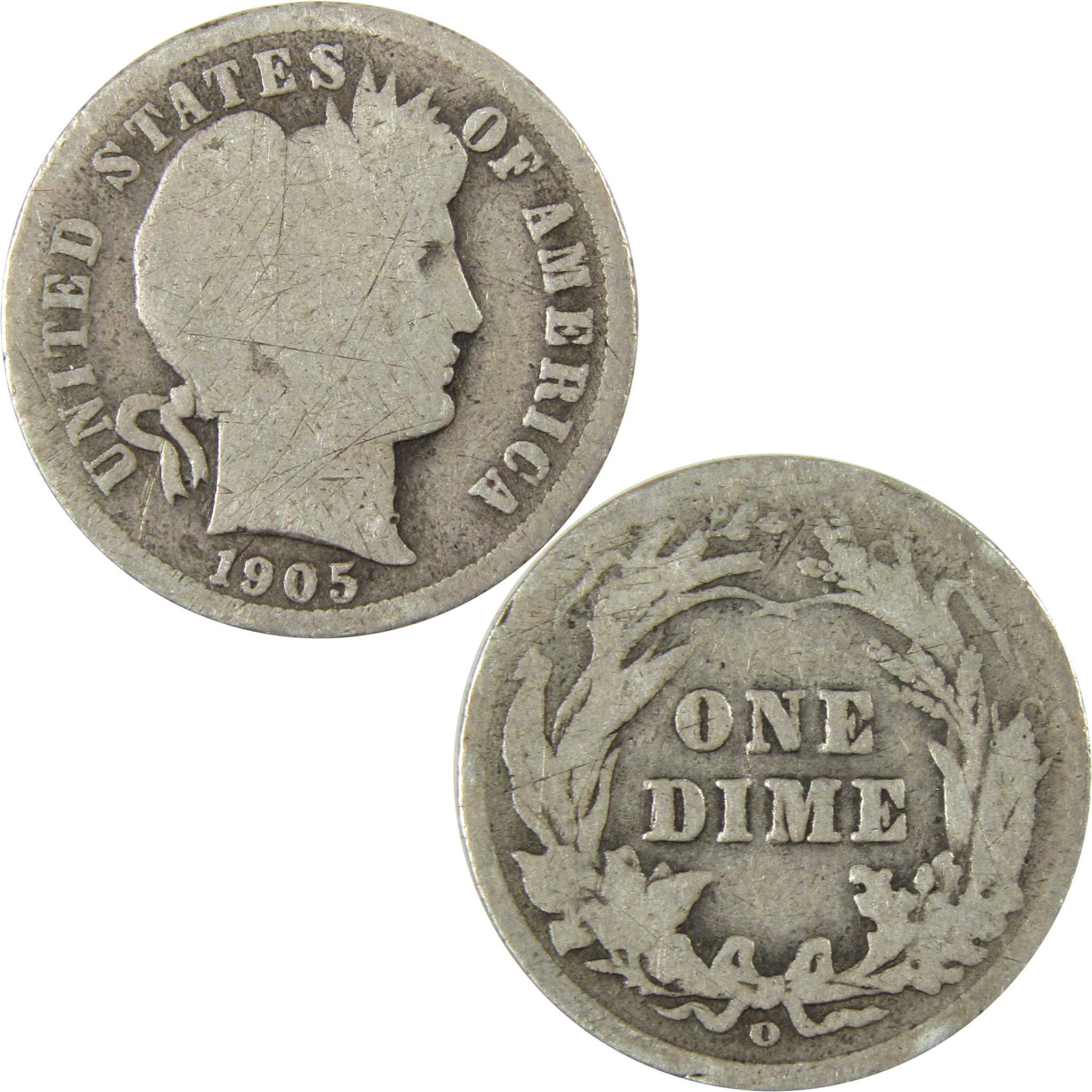 1905 O Micro O Barber Silver Dime G Good Details 10c Coin SKU:I26616