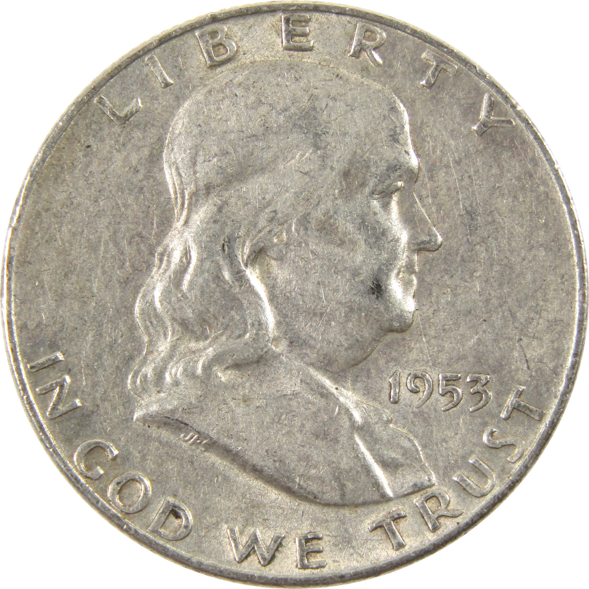 1953 D Franklin Half Dollar XF EF Extremely Fine Silver 50c Coin