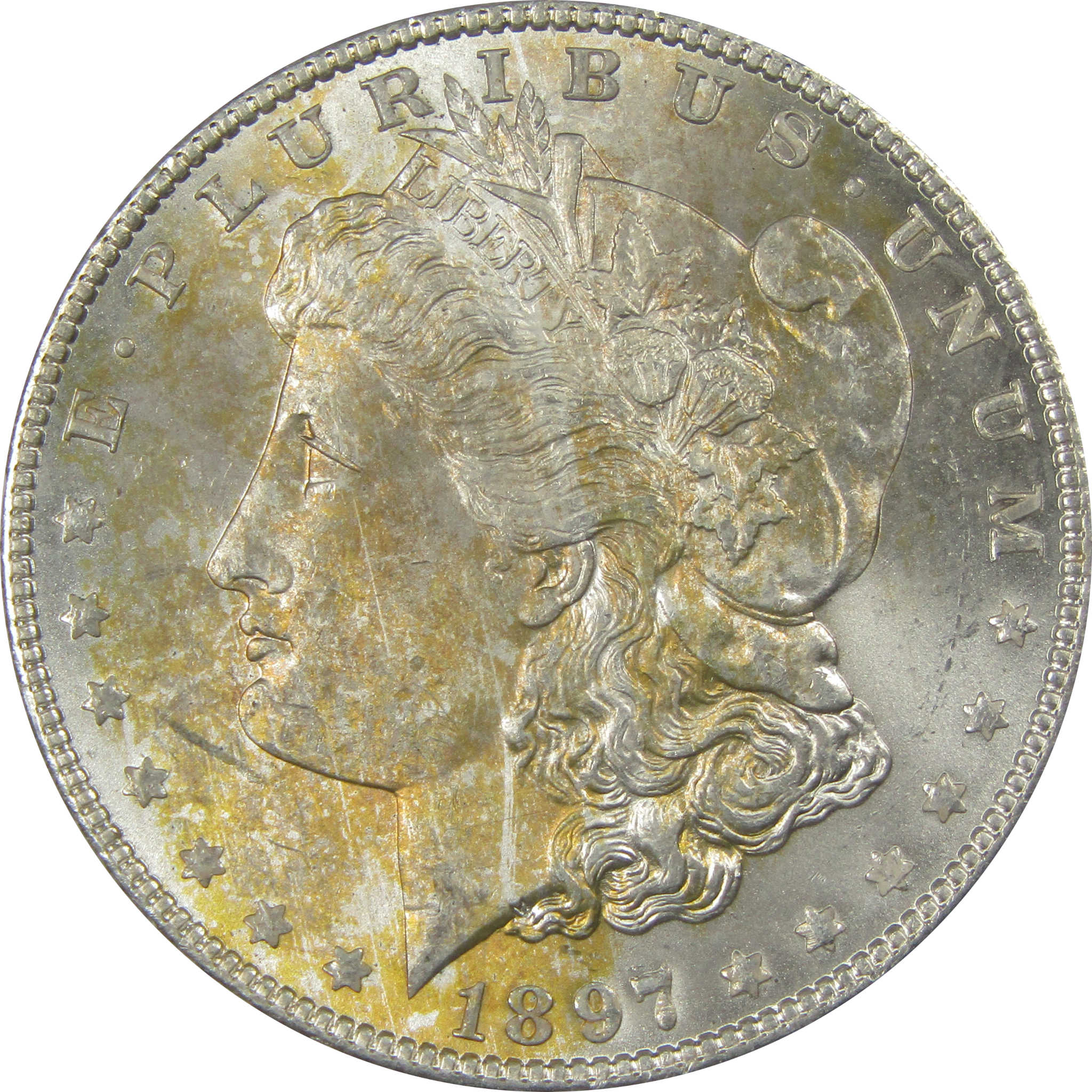1897 Morgan Dollar Uncirculated Silver $1 Coin Toned SKU:I21086