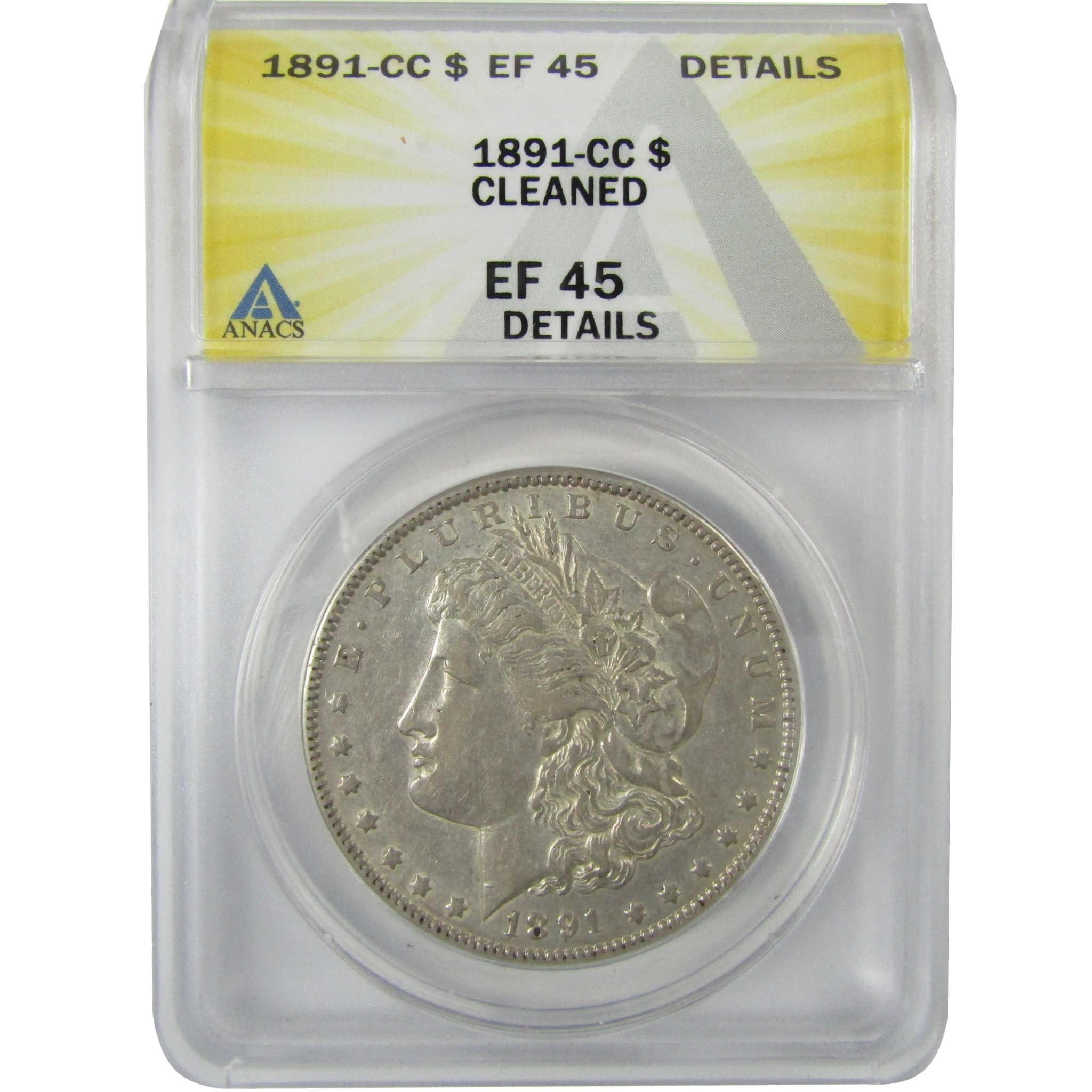 1891 CC Morgan Silver Dollar EF 45 Details ANACS $1 Coin SKU:CP583 - Morgan coin - Morgan silver dollar - Morgan silver dollar for sale - Profile Coins &amp; Collectibles