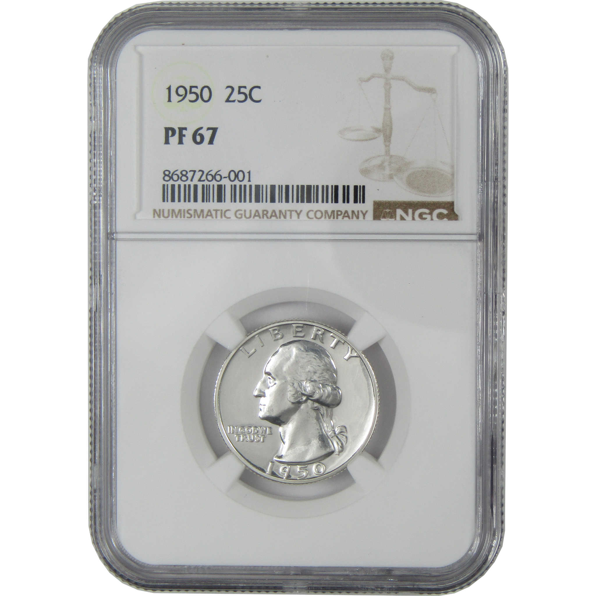 1950 Washington Silver Quarter PF 67 NGC Proof 25c Coin SKU:I27503
