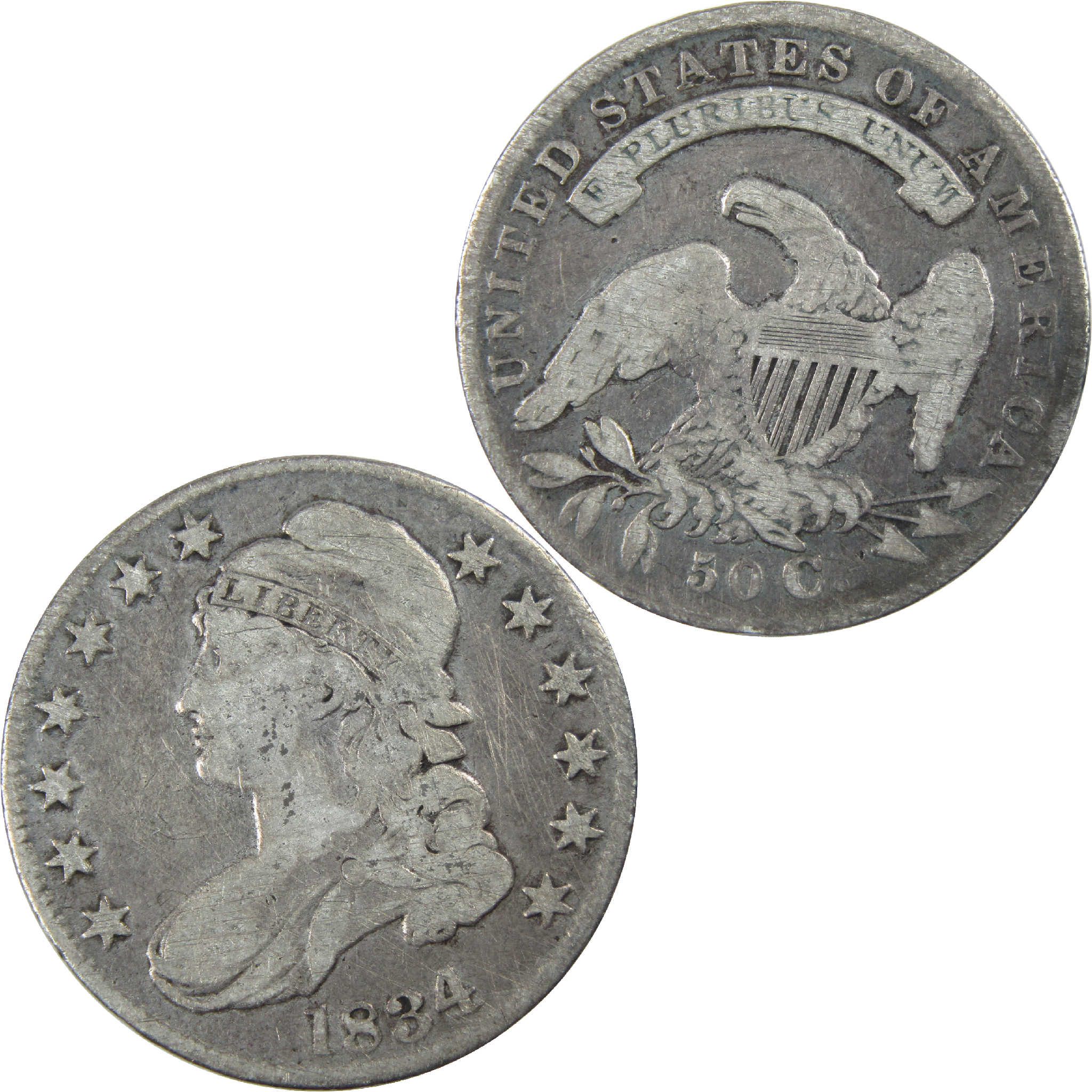 1834 Large Date & Letters Capped Bust Half Dollar AG Silver SKU:I11769