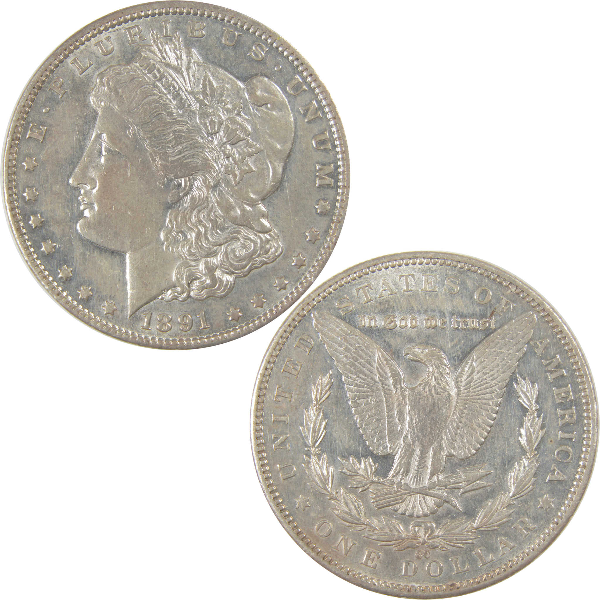 1891 CC Morgan Dollar AU About Uncirculated Silver $1 Coin SKU:I23429