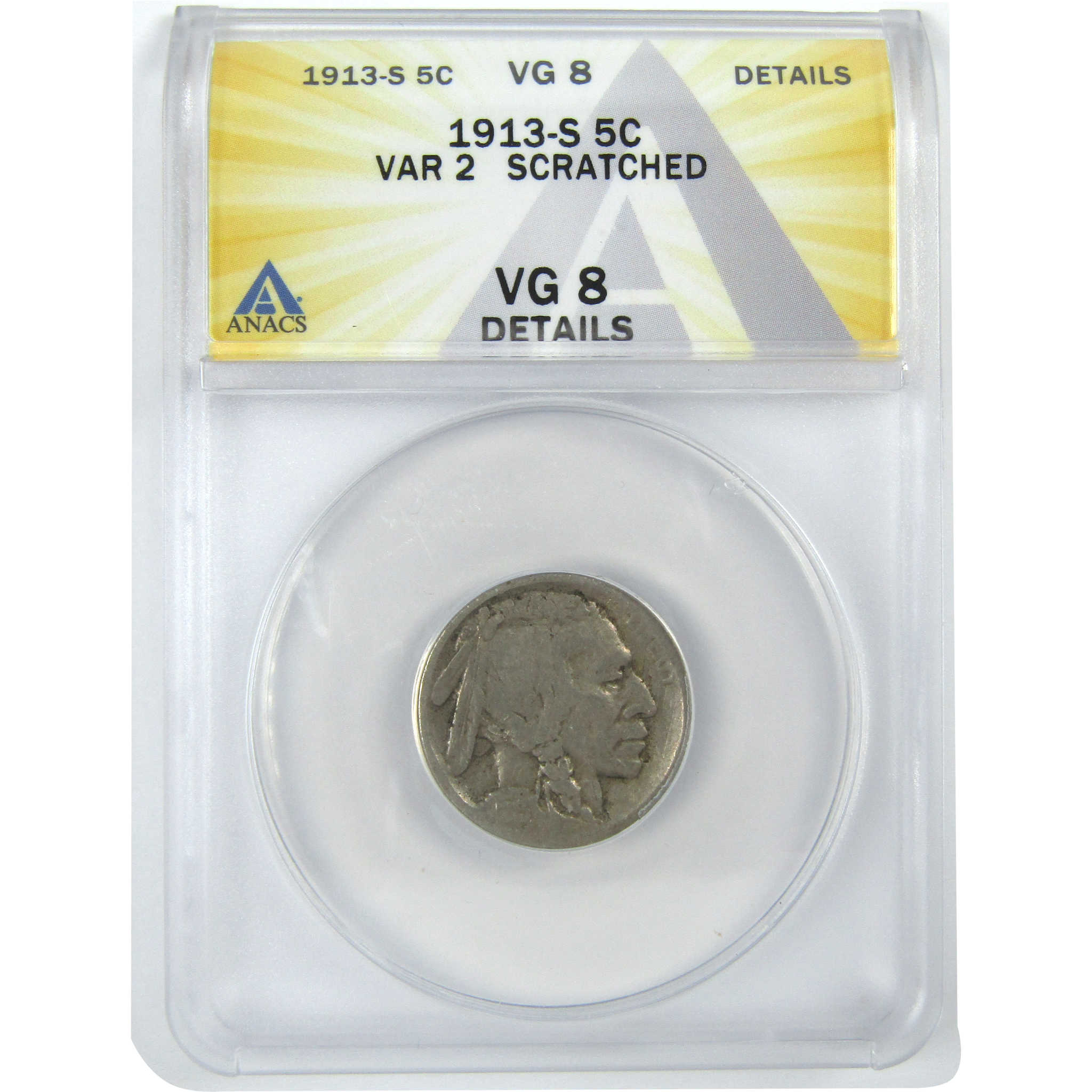 1913 S Type 2 Indian Head Buffalo Nickel VG 8 Details ANACS SKU:I16105