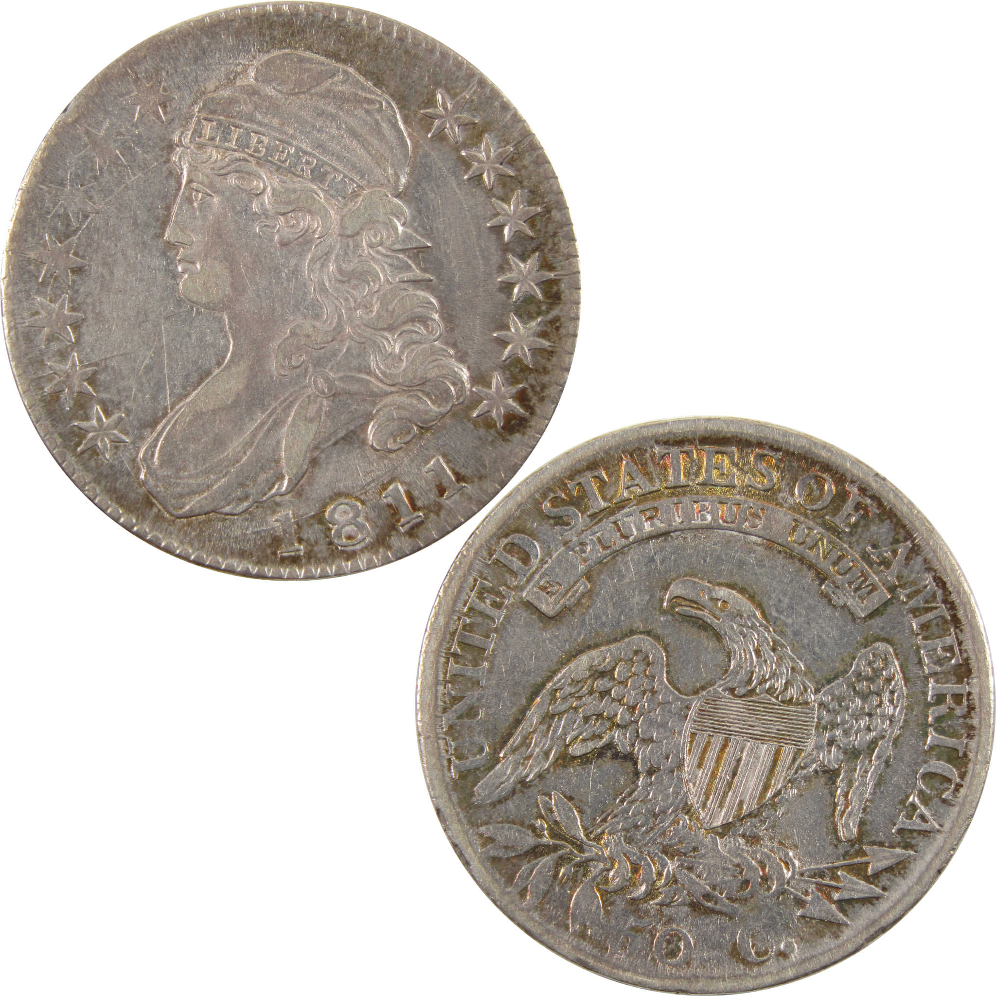 1811 Large 8 and Stars Capped Bust 50c AU 89.24% Silver SKU:I11177