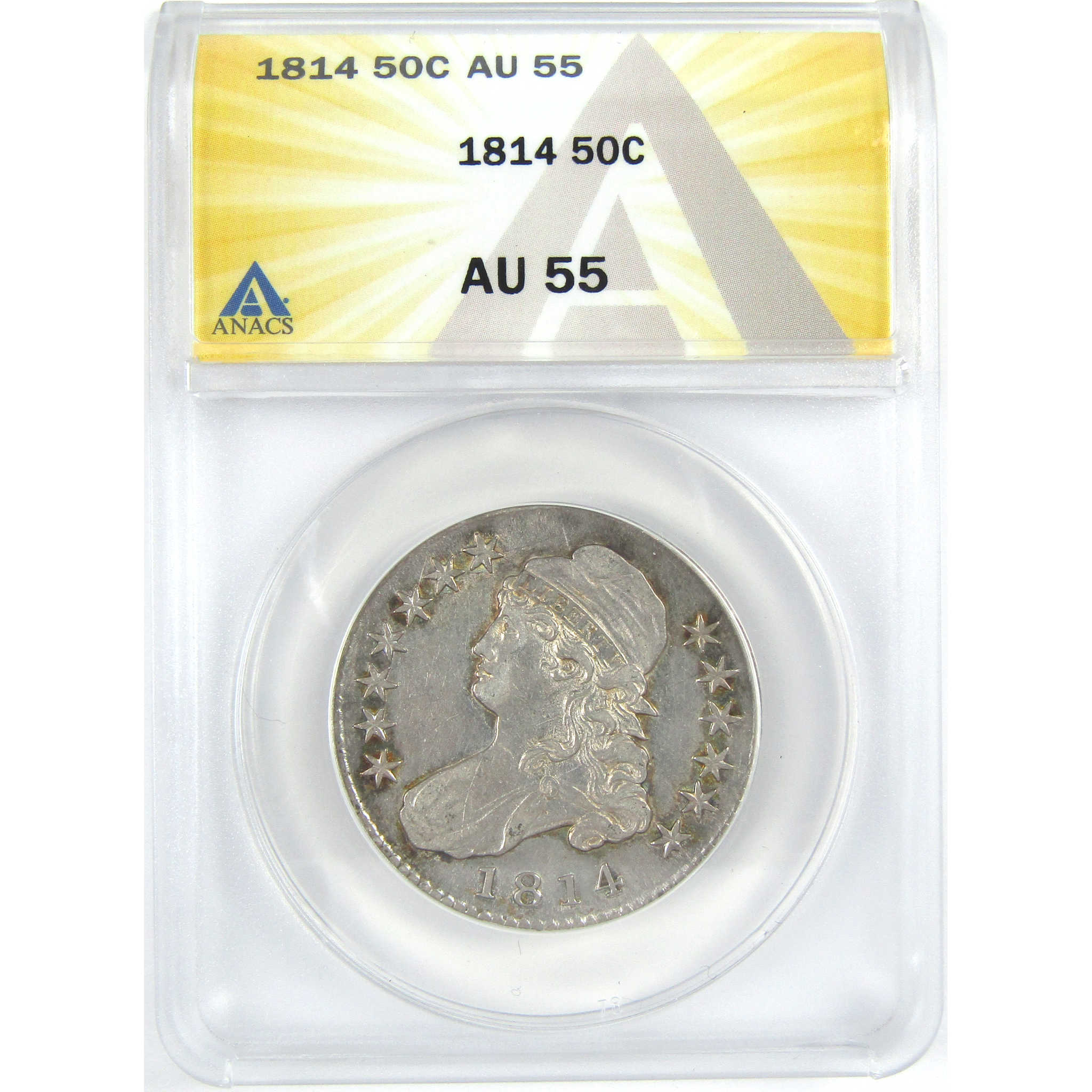 1814 Capped Bust Half Dollar AU 55 ANACS Silver 50c Coin SKU:I16335