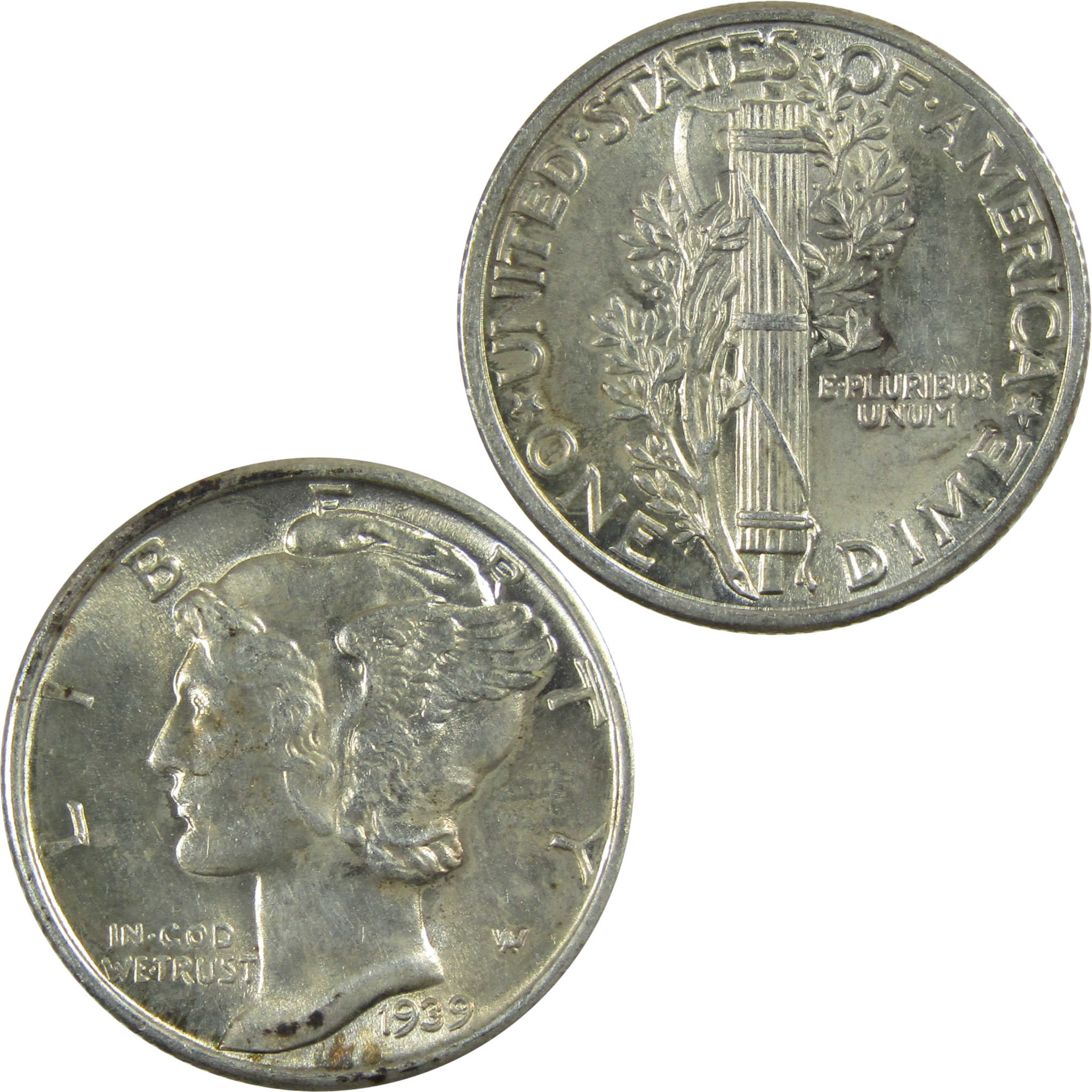 1939 Mercury Silver Dime AU About Uncirculated 10c Coin SKU:CP347