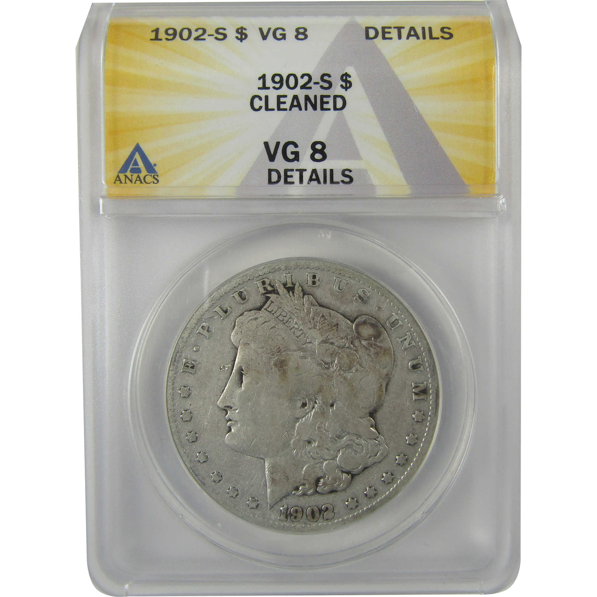 1902 S Morgan Dollar VG 8 Details ANACS Silver $1 Coin SKU:I21663 - Morgan coin - Morgan silver dollar - Morgan silver dollar for sale - Profile Coins &amp; Collectibles