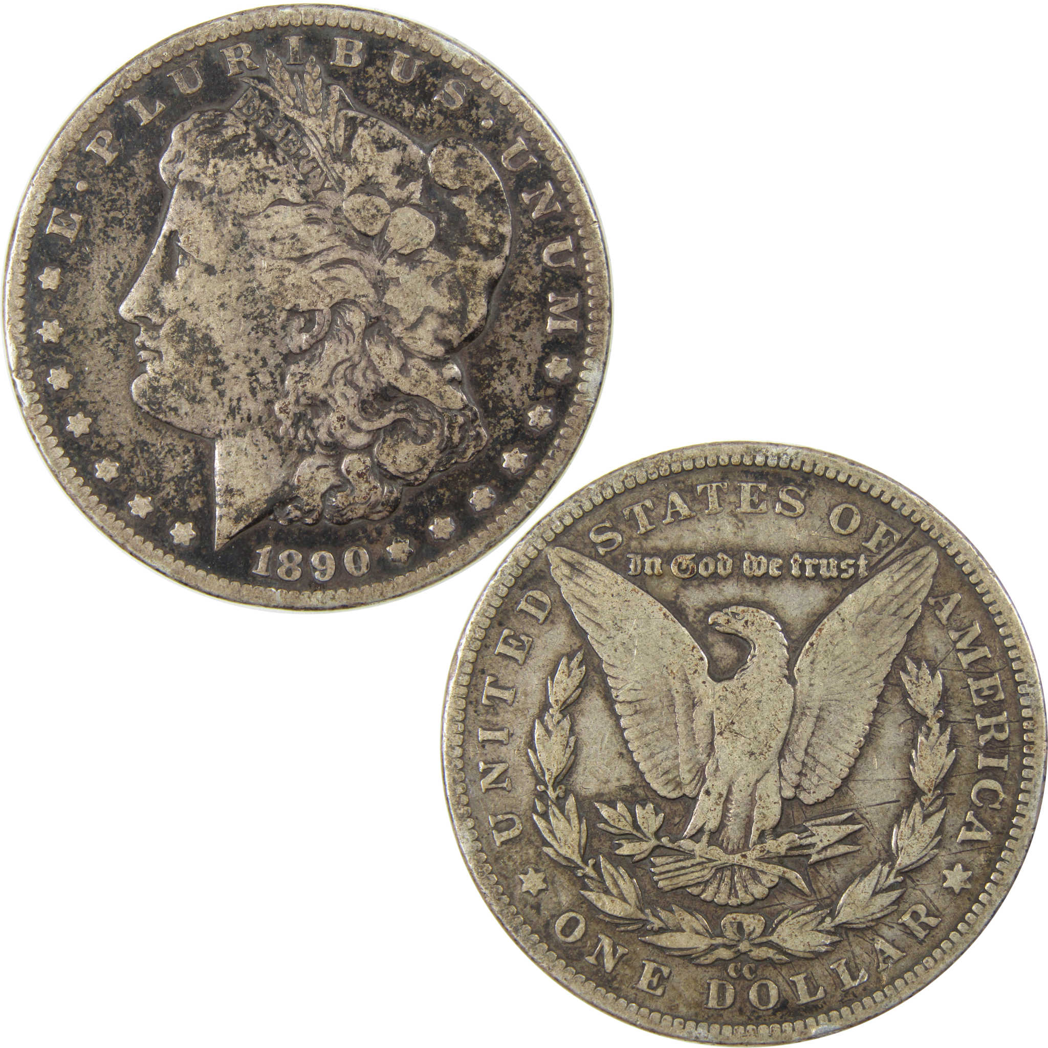 1890 CC Morgan Dollar F Fine Details Silver $1 Coin SKU:I23911 - Morgan coin - Morgan silver dollar - Morgan silver dollar for sale - Profile Coins &amp; Collectibles