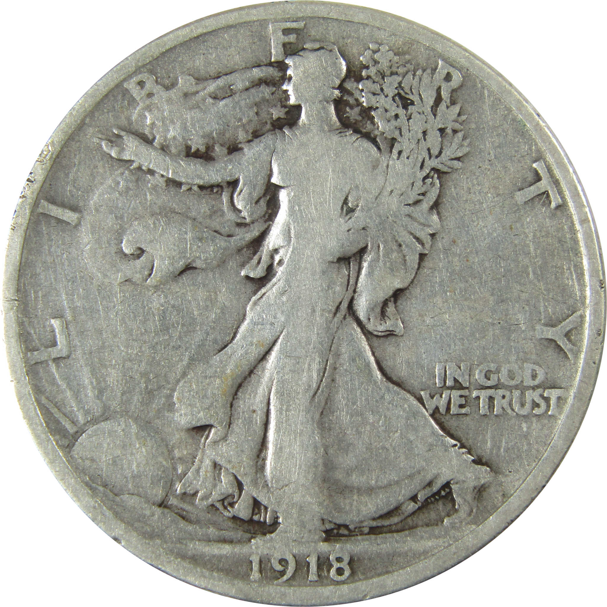 1918 D Liberty Walking Silver Half Dollar VG Very Good SKU:I26010