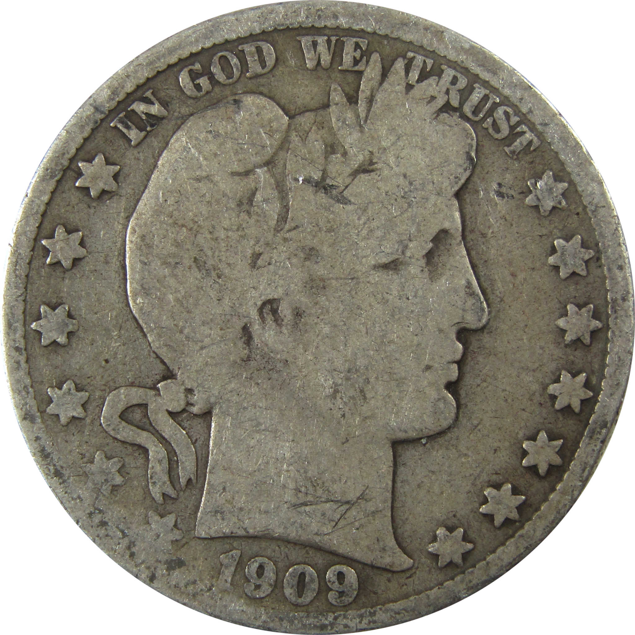 1909 S Barber Silver Half Dollar G Good Details 50c Coin SKU:I25817