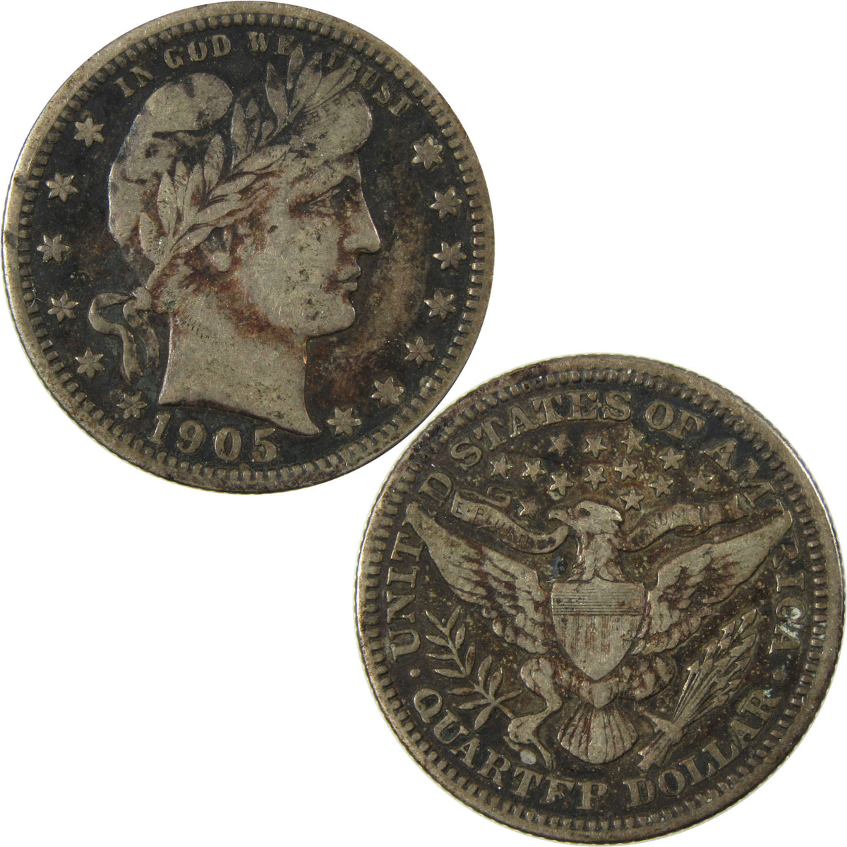 1905 Barber Silver Quarter VF Very Fine 25c Coin SKU:I28527