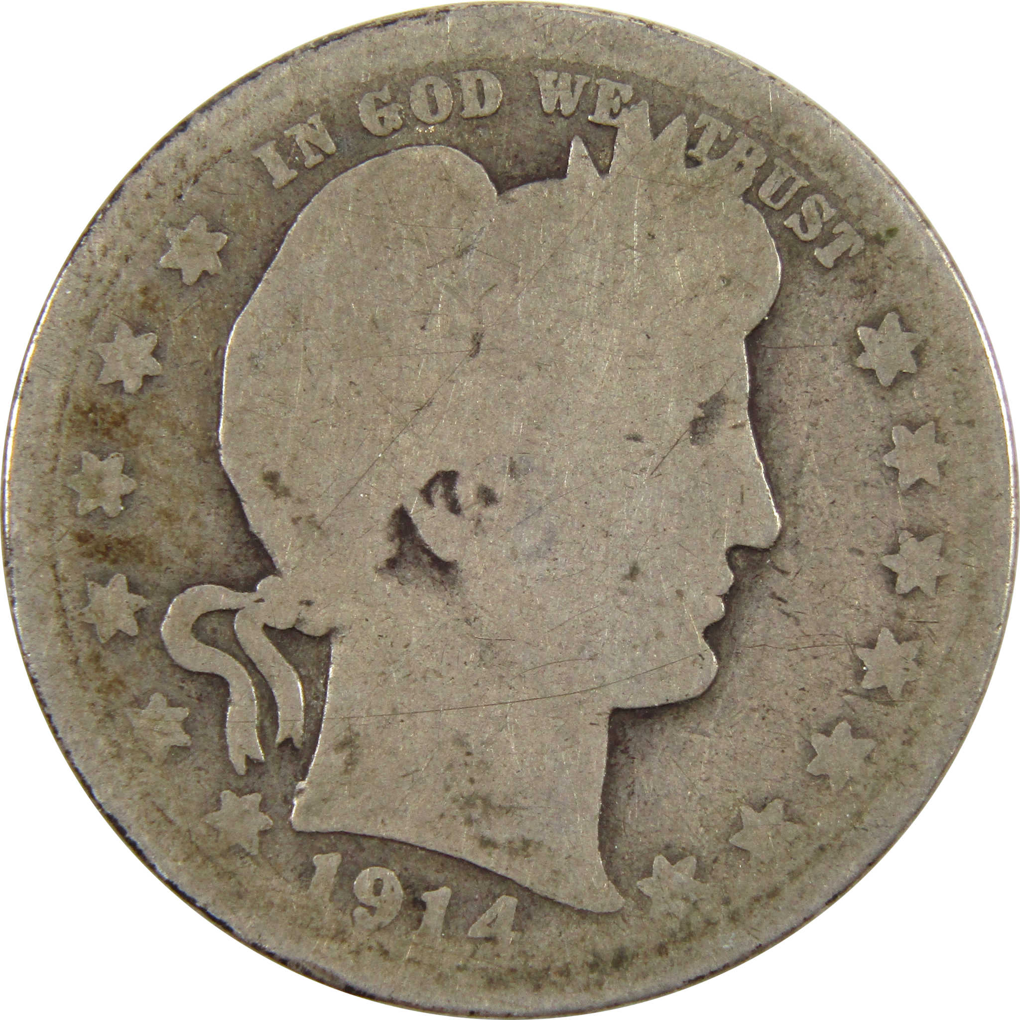 1914 S Barber Quarter AG About Good Silver 25c Coin SKU:I10945