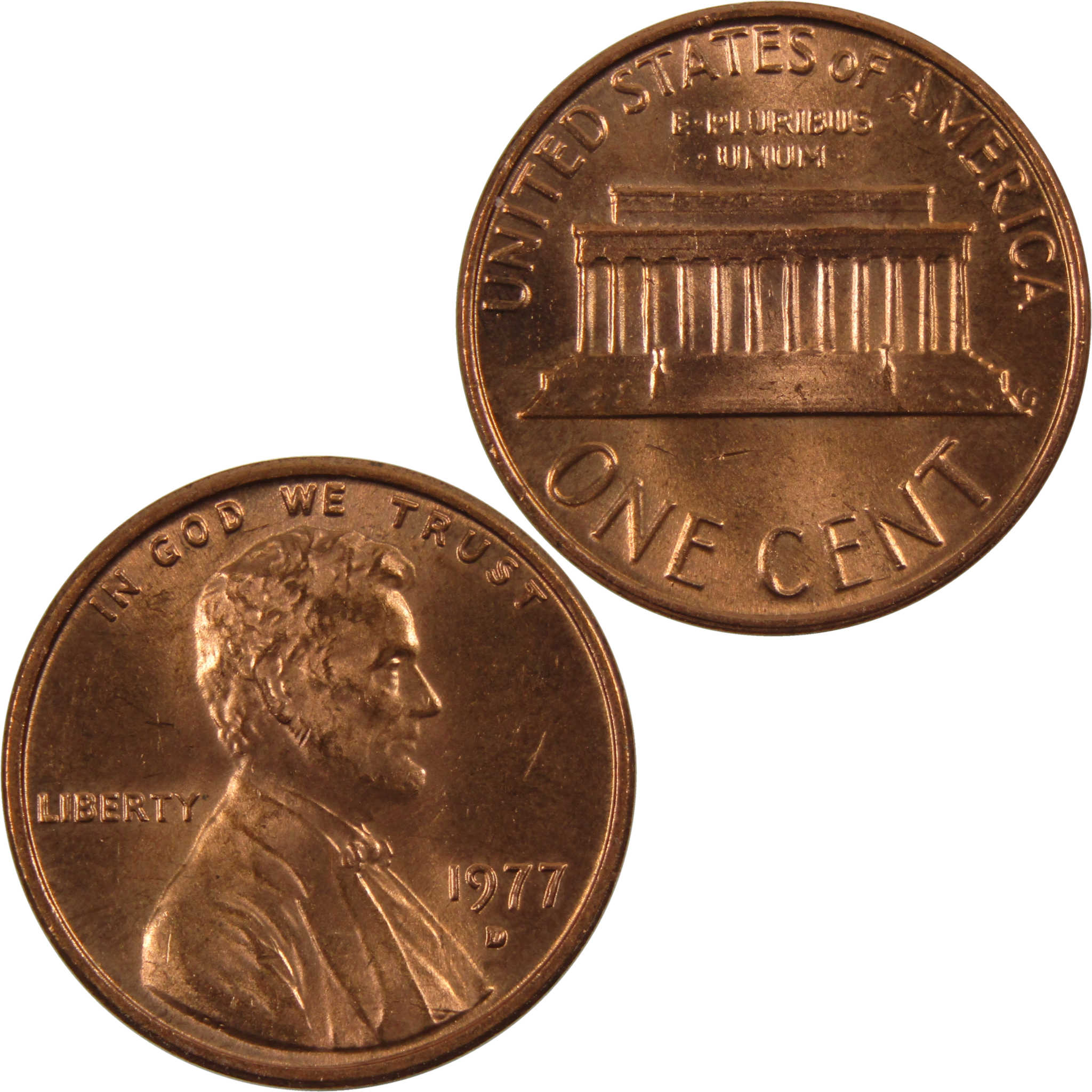 1977 D Lincoln Memorial Cent BU Uncirculated Penny 1c Coin