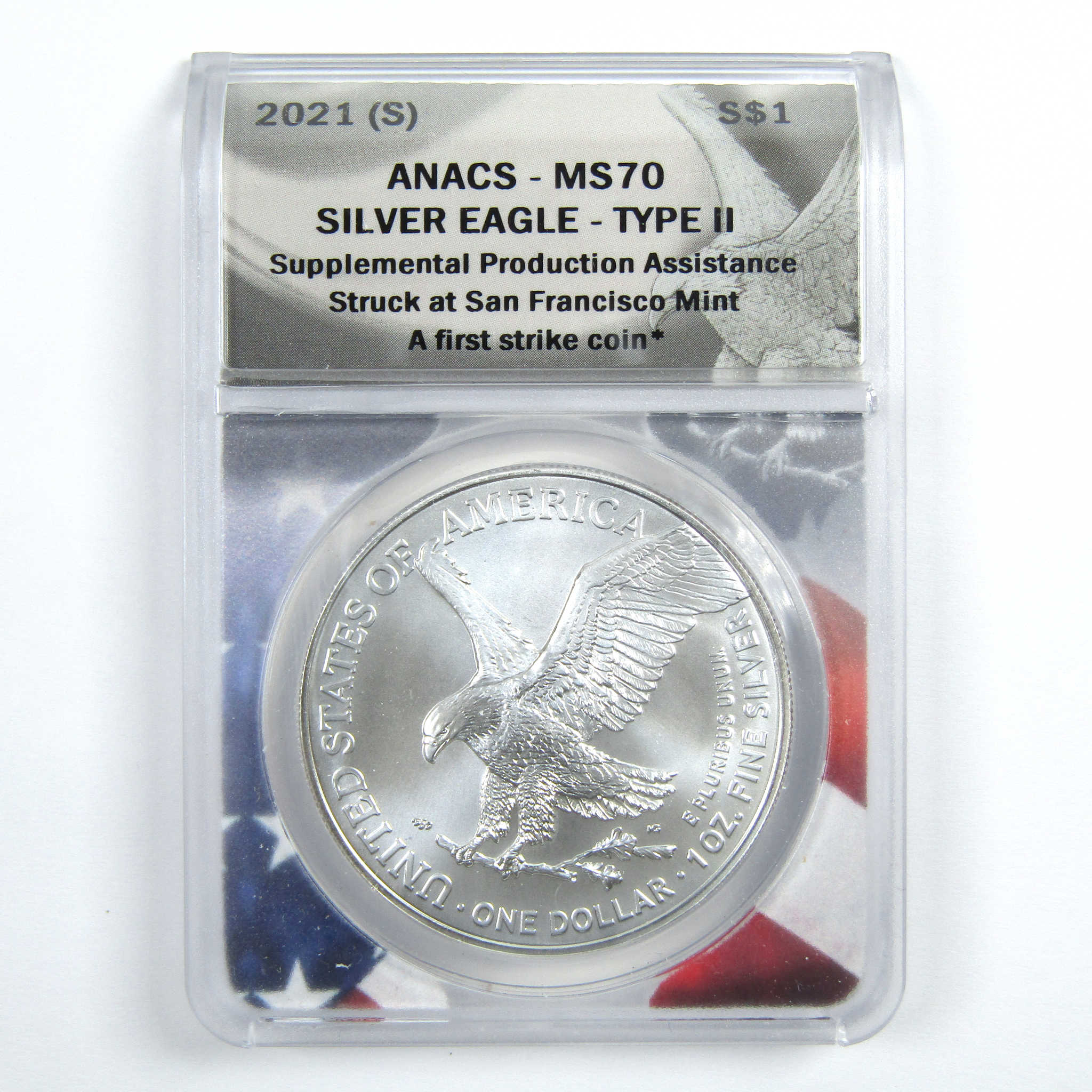 2021 (S) Type 2 American Silver Eagle MS 70 ANACS $1 SKU:CPC7838