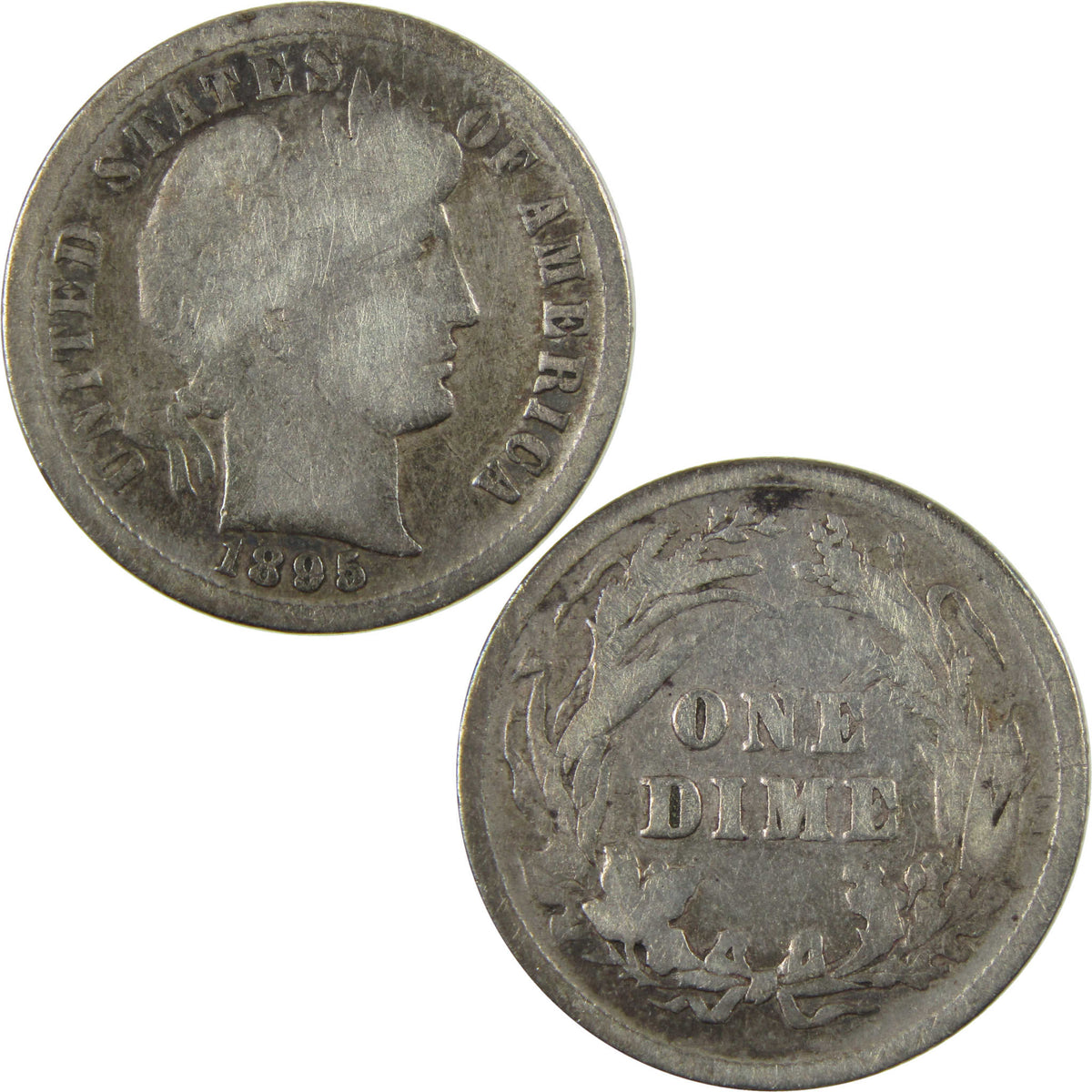 1895 Barber Silver Dime G Good Details 10c Coin Collectible SKU:CP1765