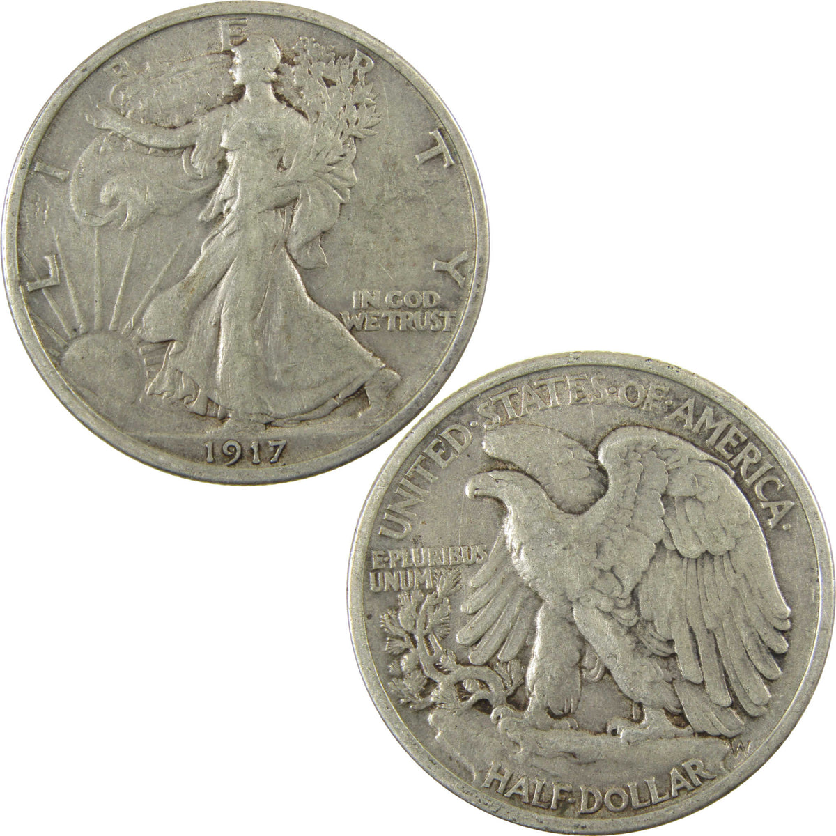 1917 Liberty Walking Silver 50c XF EF Extremely Fine SKU:I29035