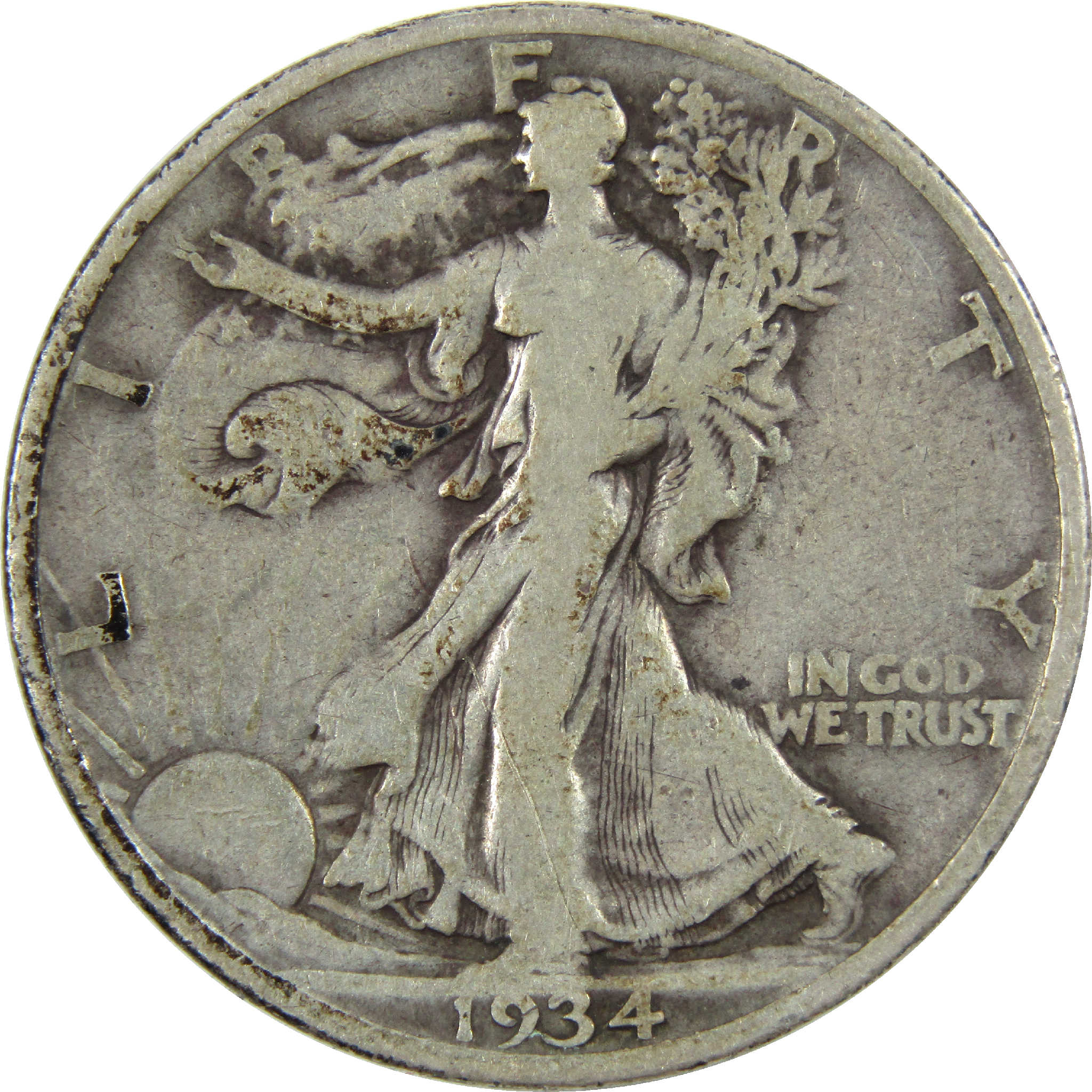 1934 D Liberty Walking Half Dollar VG Very Good Silver 50c SKU:I11893
