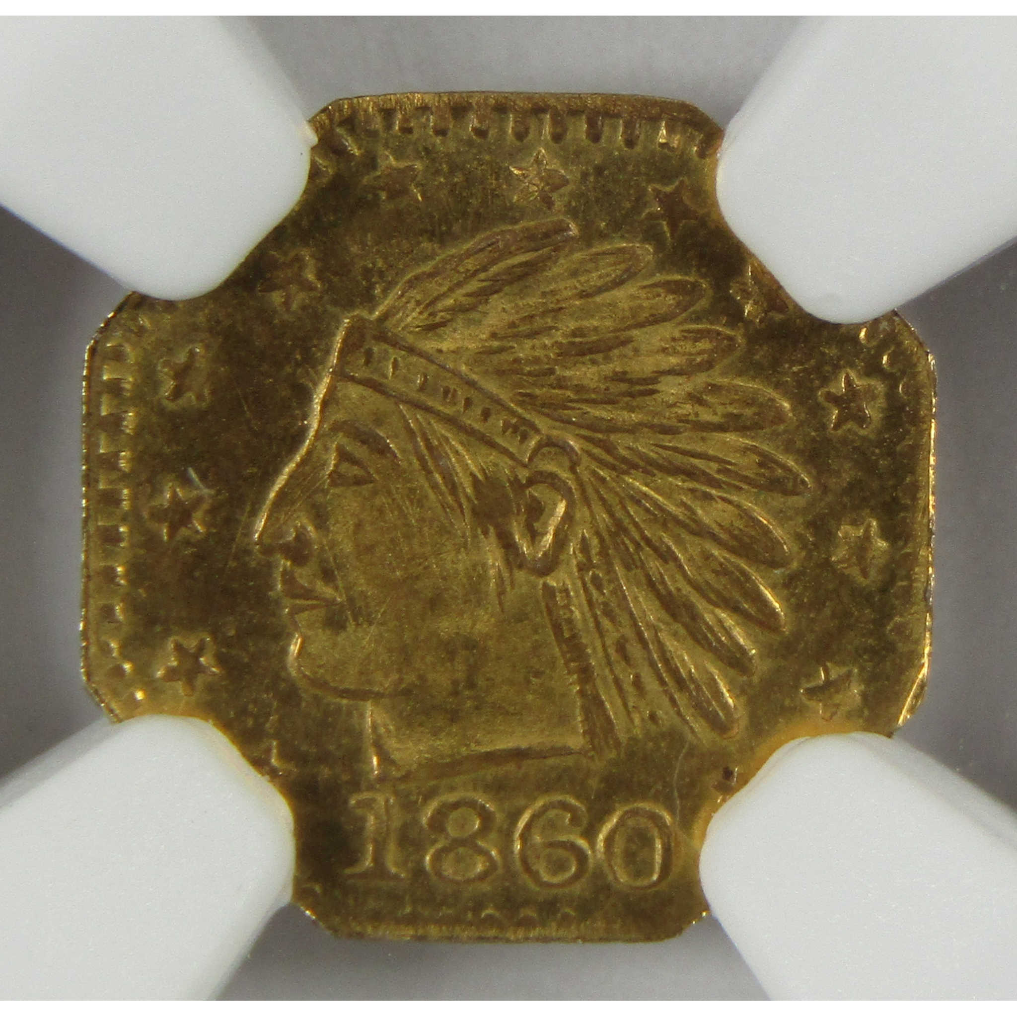 1860-Dated CAL Octagonal Gold Token Wreath #4b MS 67 NGC SKU:CP1603
