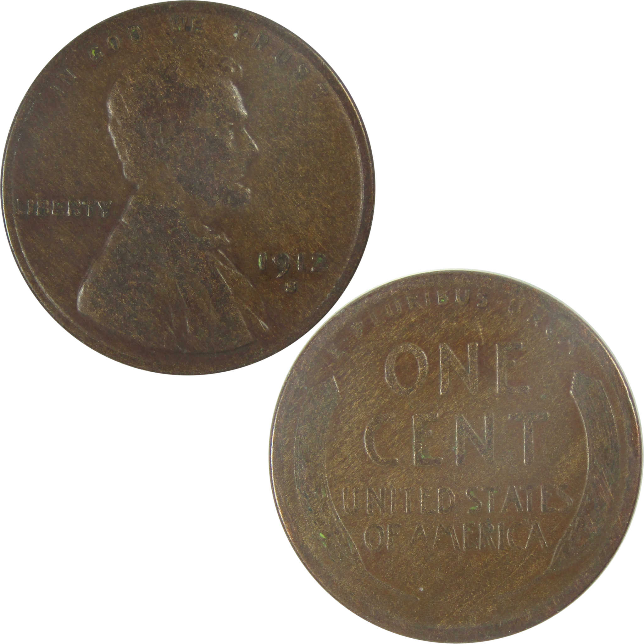 1912 S Lincoln Wheat Cent F Fine Penny 1c Coin SKU:I16635