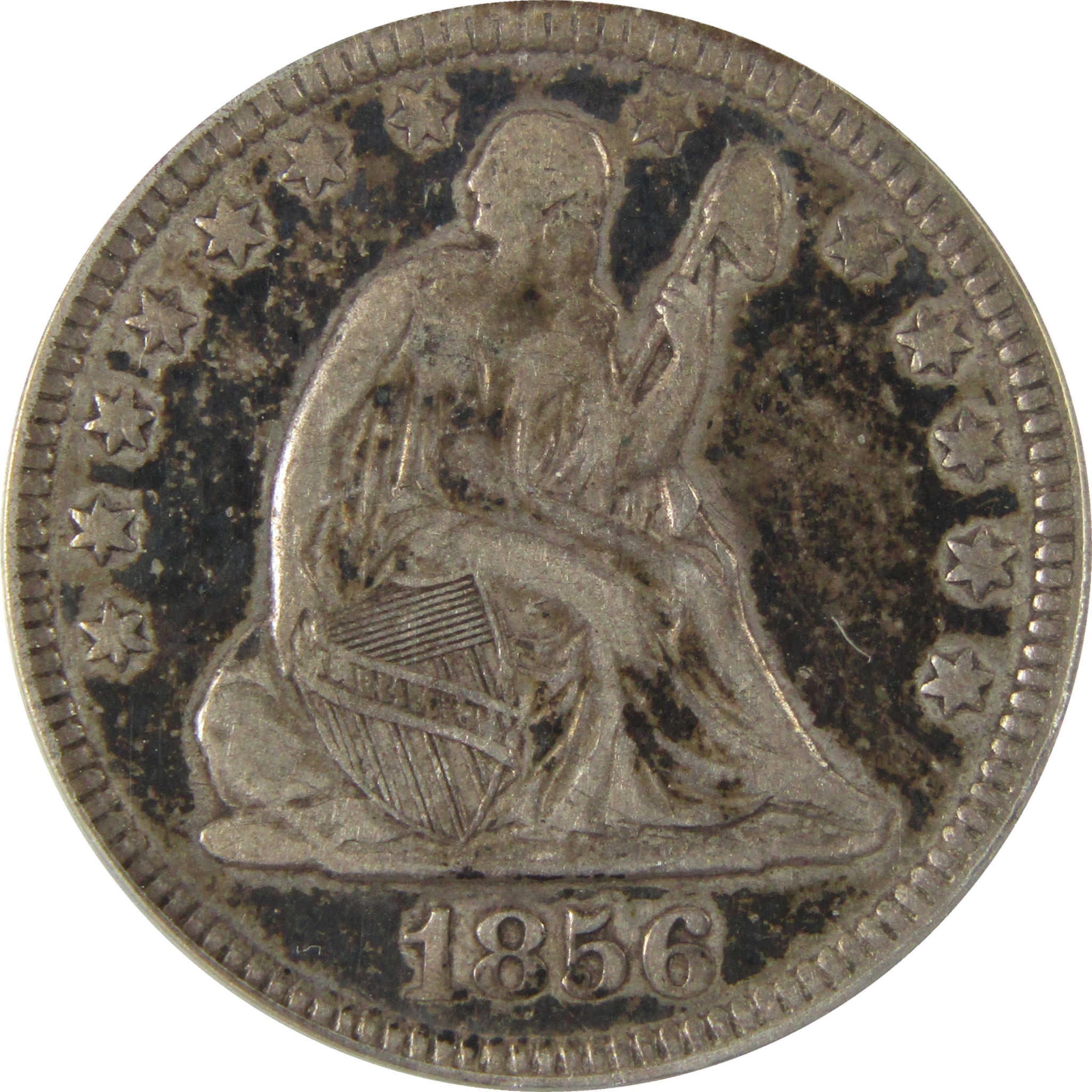 1856 Seated Liberty Silver Quarter VF 30 ANACS 25c Coin SKU:I28041