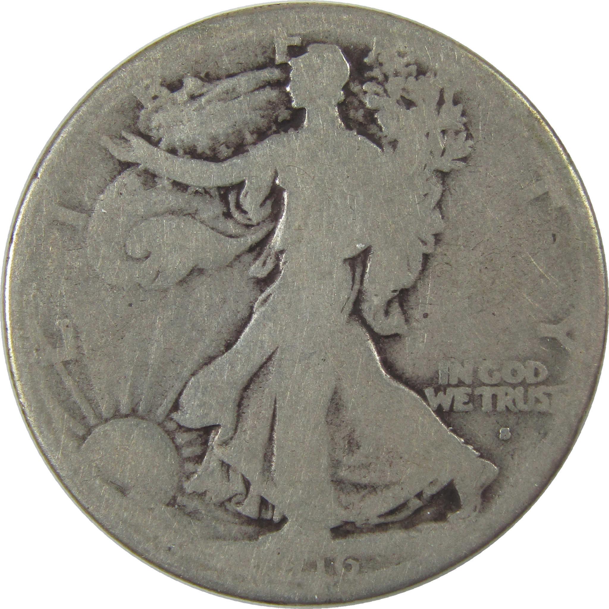 1916 S Liberty Walking Silver Half Dollar AG About Good 1c SKU:I25301