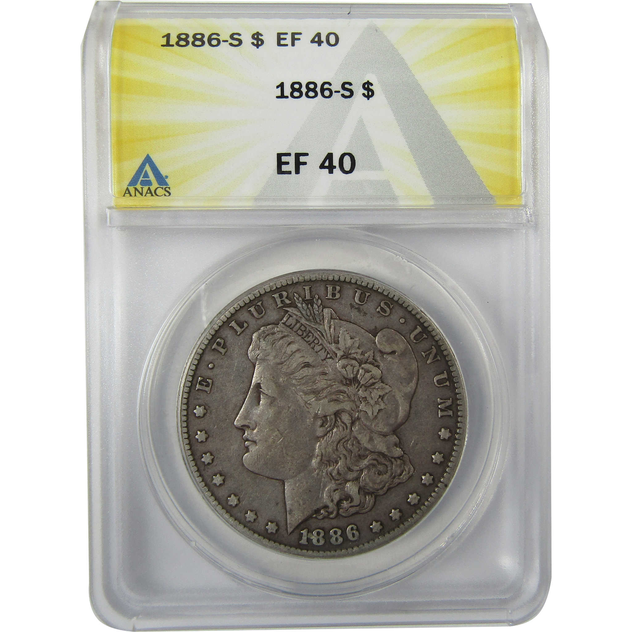 1886 S Morgan Silver Dollar EF 40 ANACS $1 Coin SKU:I27949 - Morgan coin - Morgan silver dollar - Morgan silver dollar for sale - Profile Coins &amp; Collectibles