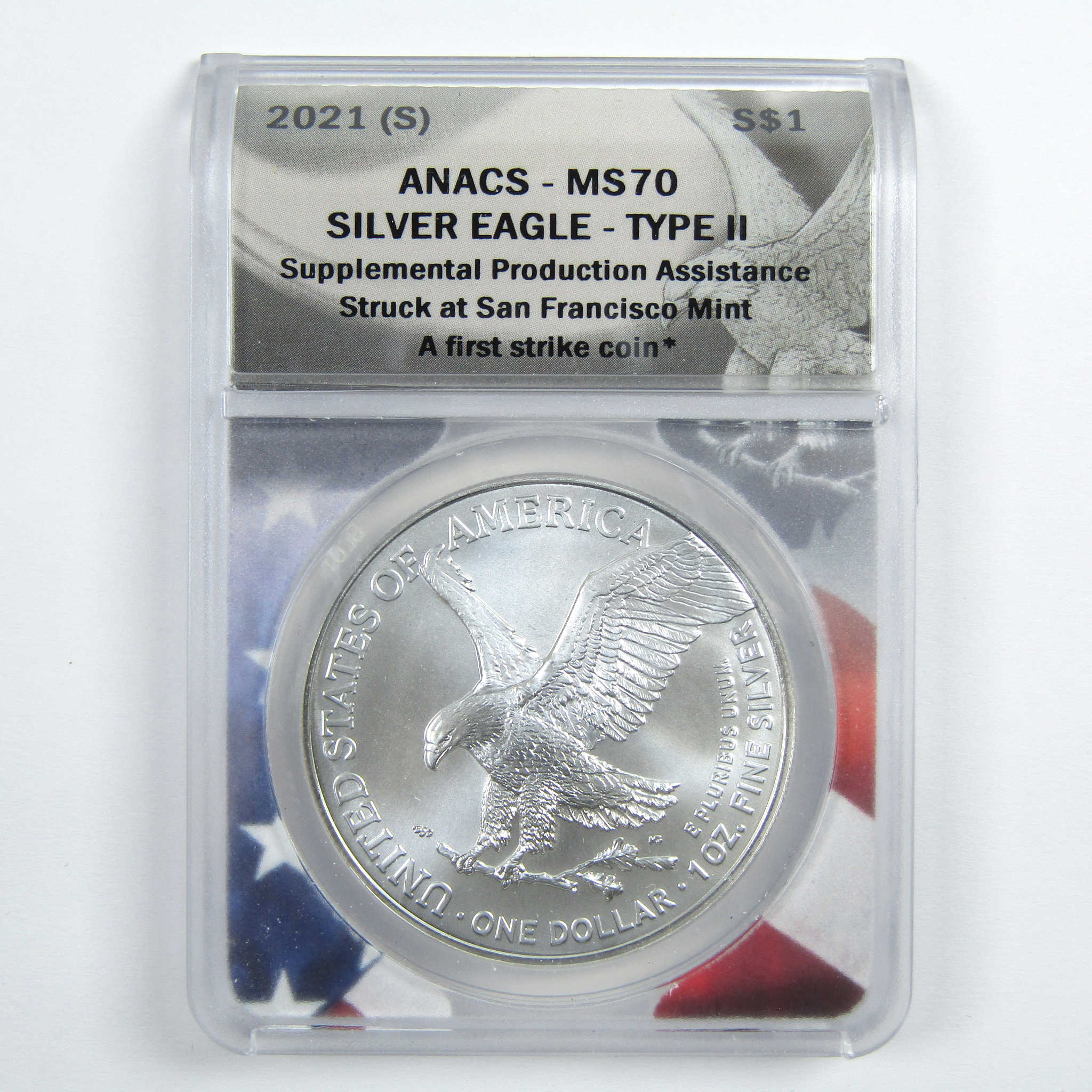 2021 (S) Type 2 American Silver Eagle MS 70 ANACS $1 SKU:CPC7828