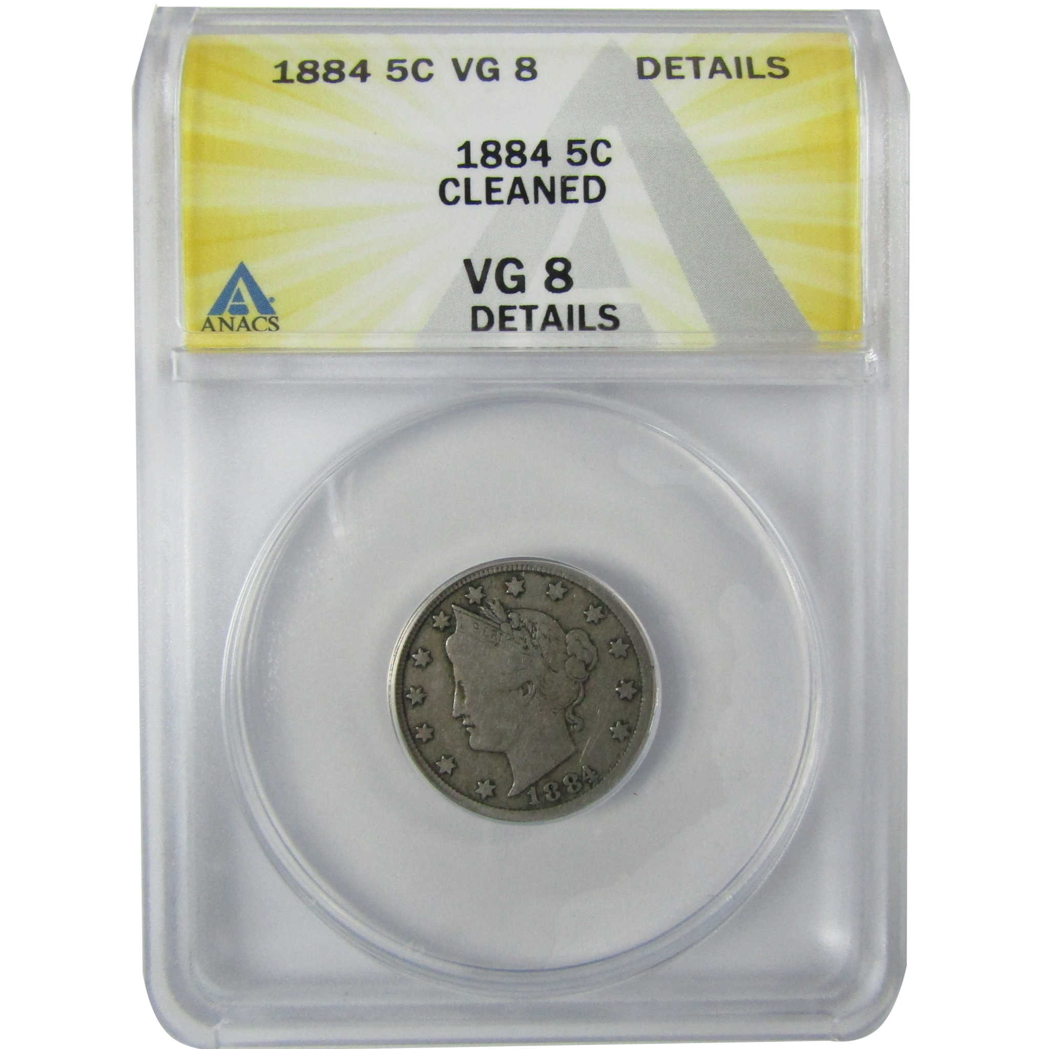 1884 Liberty Head V Nickel VG 8 Details ANACS 5c Coin SKU:CP759