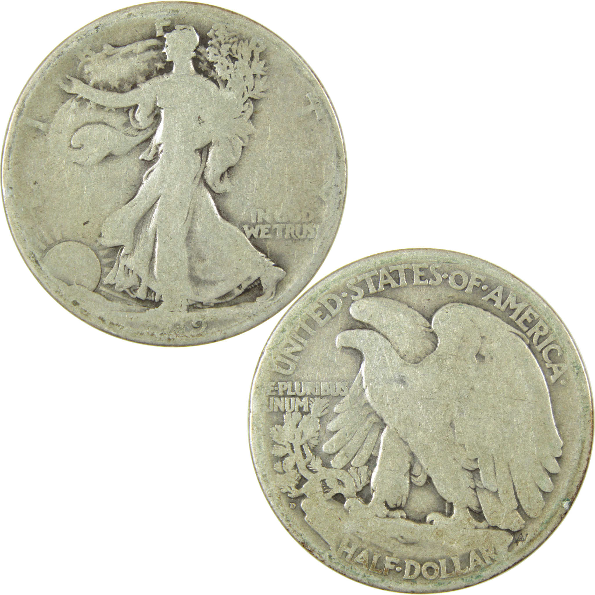 1919 D Liberty Walking Silver Half Dollar G Good SKU:I24114