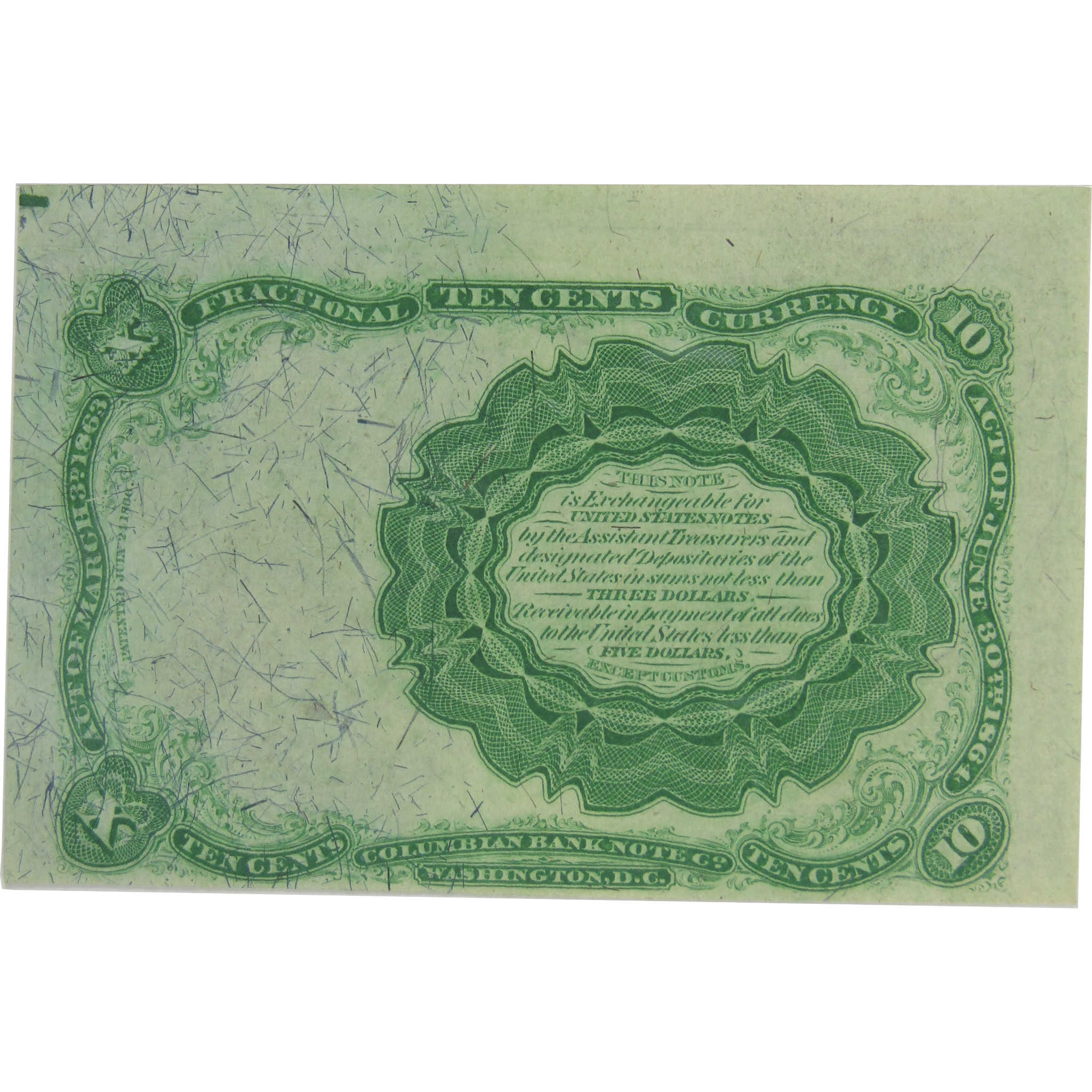 10c Fractional Note Fifth Issue Fr 1265 Choice Uncirculated 63 EPQ PMG