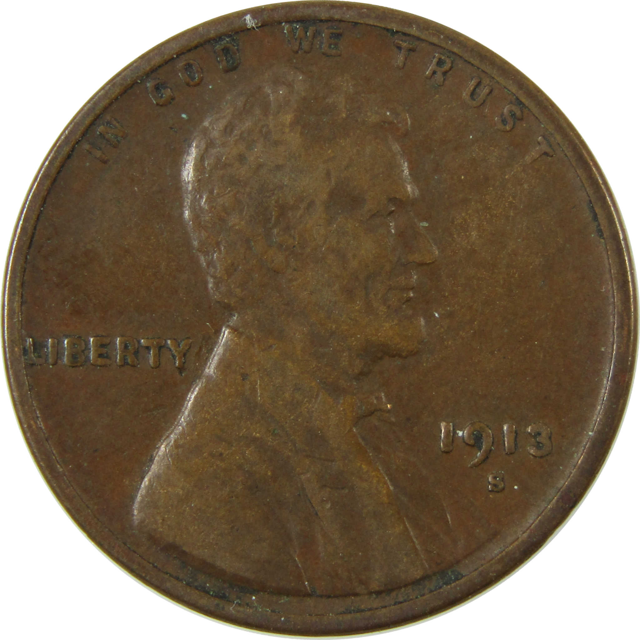 1913 S Lincoln Wheat Cent VF Very Fine Penny 1c Coin SKU:I28325