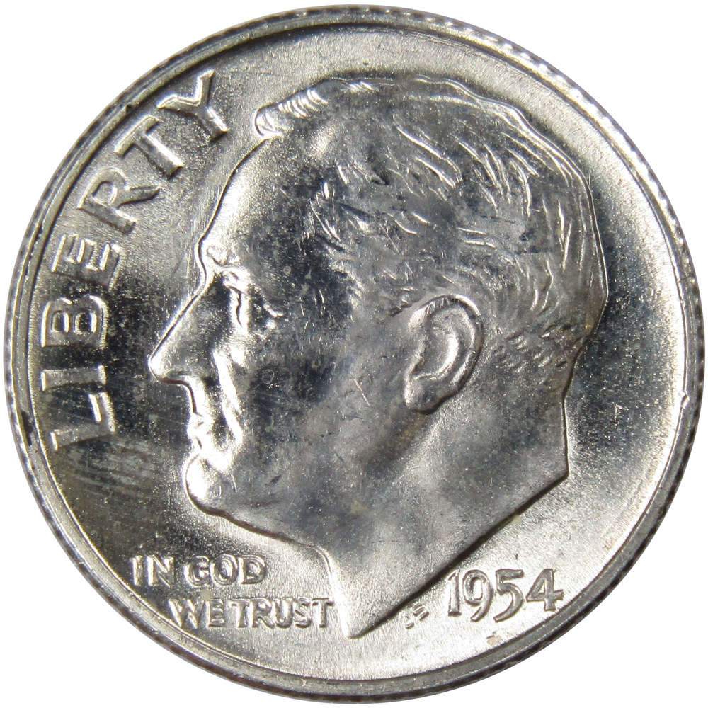 1954 S Roosevelt Silver Dime Uncirculated Mint State 10c Coin
