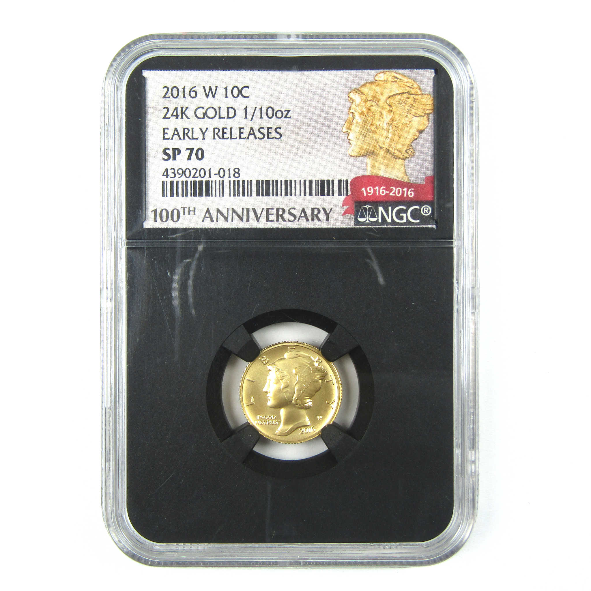 2016 W Mercury Dime SP 70 NGC 1/10 oz Gold Bullion SKU:CPC8507