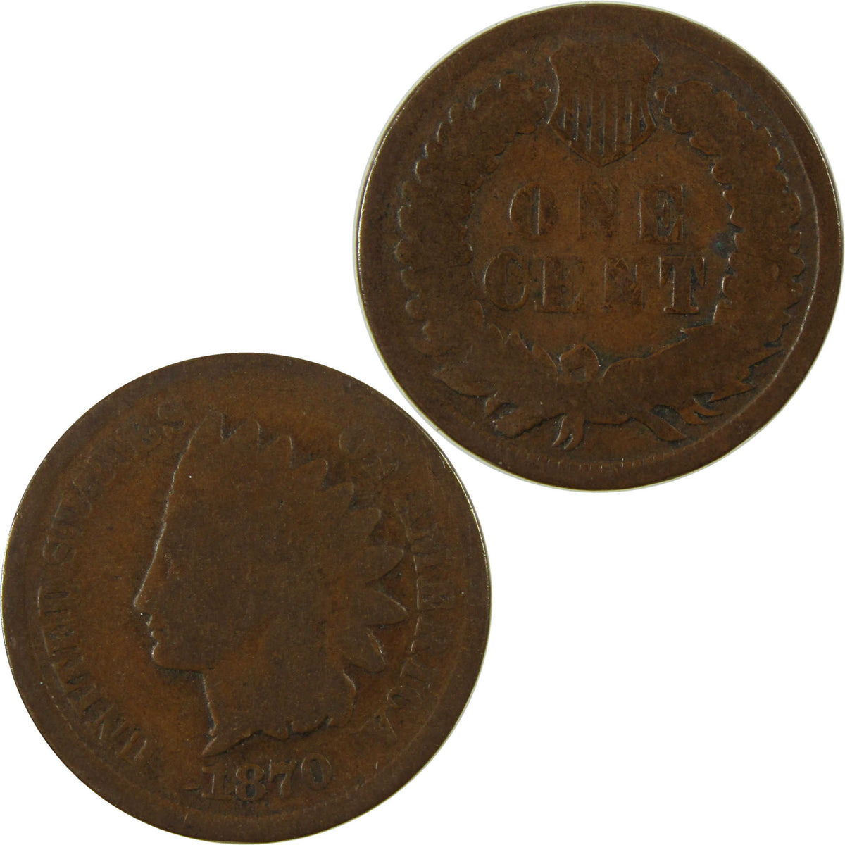 1870 Indian Head Cent G Good Penny 1c Coin Collectible SKU:CP1717
