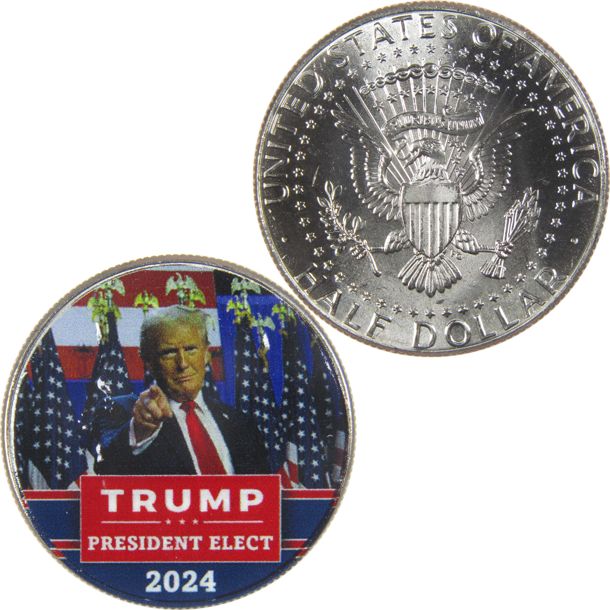 2024 President Elect Donald Trump Colorized Kennedy Half Dollar Coin