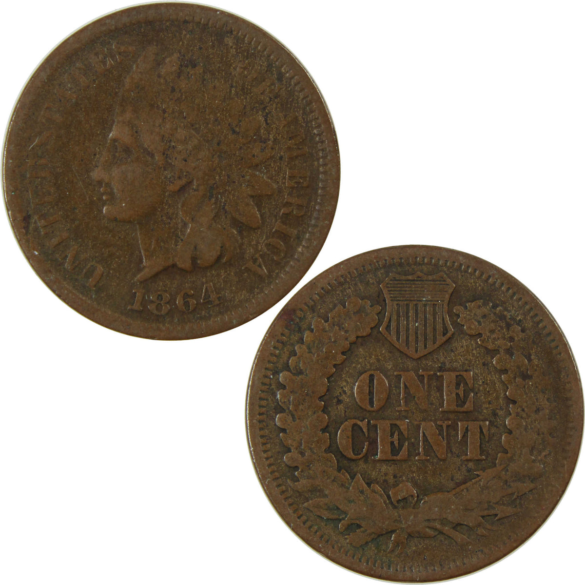 1864 L Indian Head Cent Bronze VG Very Good Penny 1c Coin SKU:I28629